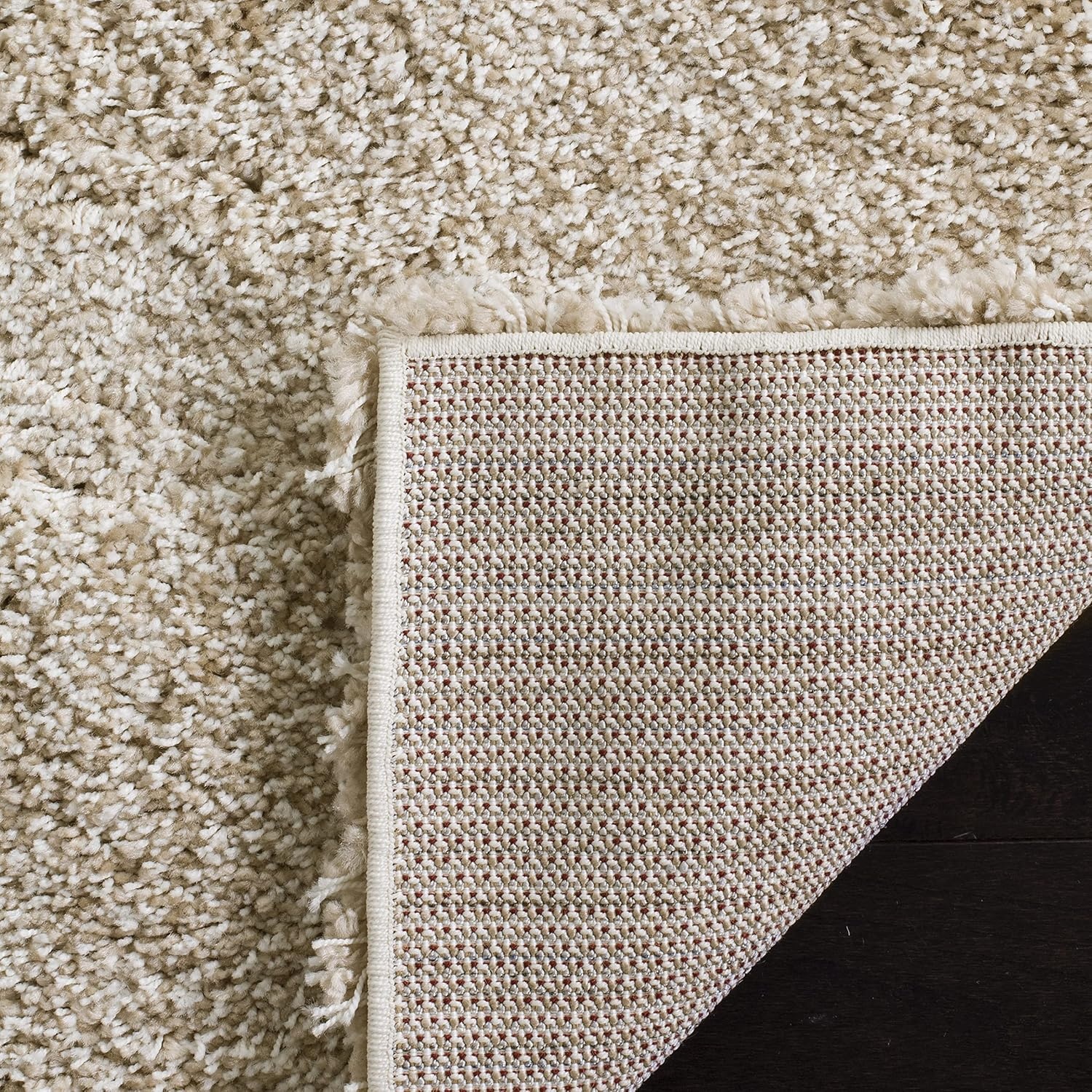 image:imageSAFAVIEH Santa Monica Shag Collection 8 x 10 Navy SGN725 Solid NonShedding Living Room Bedroom Dining Room Entryway Plush 2inch Thick Area RugBeige