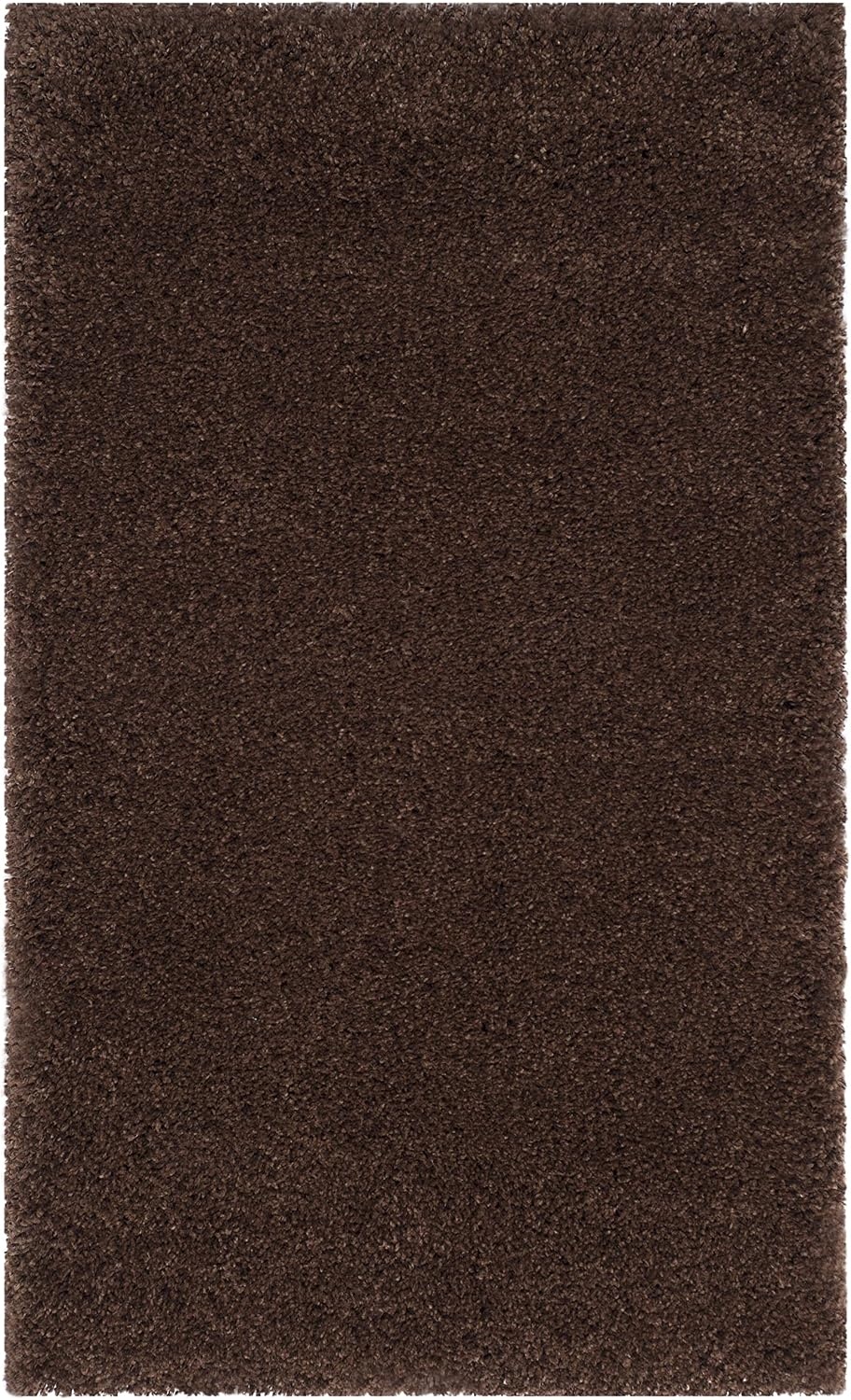 image:imageSAFAVIEH Santa Monica Shag Collection 8 x 10 Navy SGN725 Solid NonShedding Living Room Bedroom Dining Room Entryway Plush 2inch Thick Area RugBrown