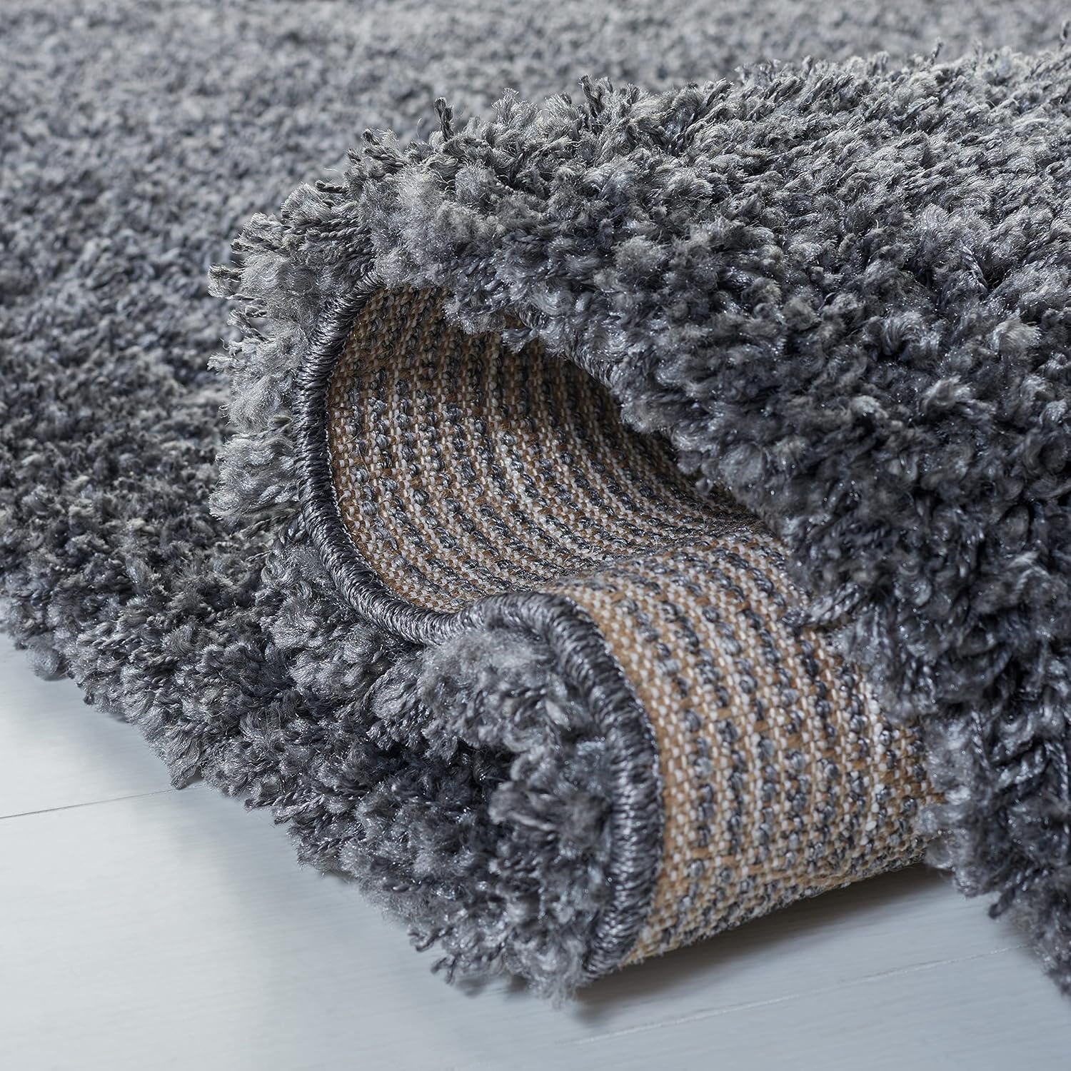 image:imageSAFAVIEH Santa Monica Shag Collection 8 x 10 Navy SGN725 Solid NonShedding Living Room Bedroom Dining Room Entryway Plush 2inch Thick Area RugDark Grey