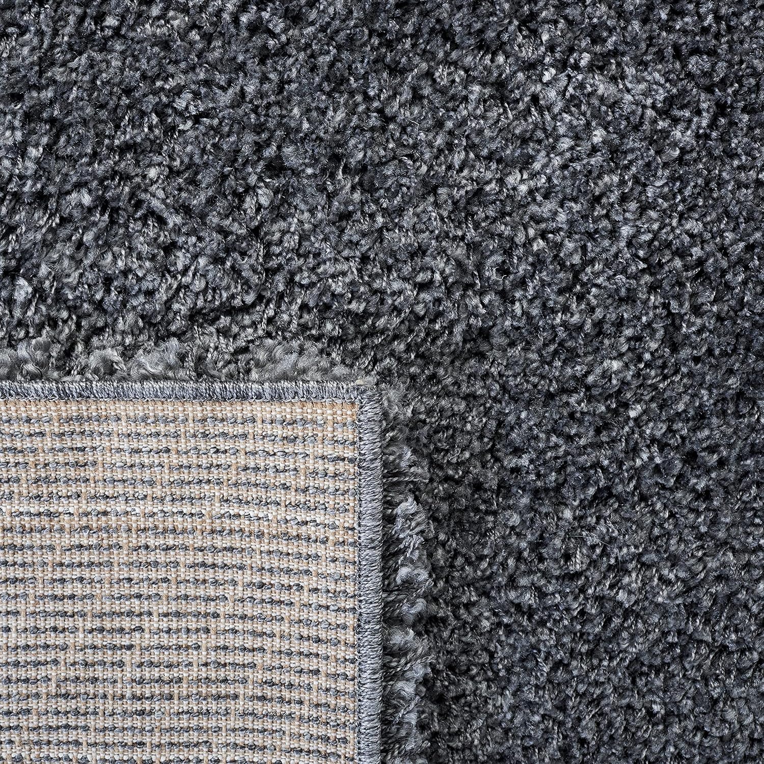 image:imageSAFAVIEH Santa Monica Shag Collection 8 x 10 Navy SGN725 Solid NonShedding Living Room Bedroom Dining Room Entryway Plush 2inch Thick Area RugDark Grey