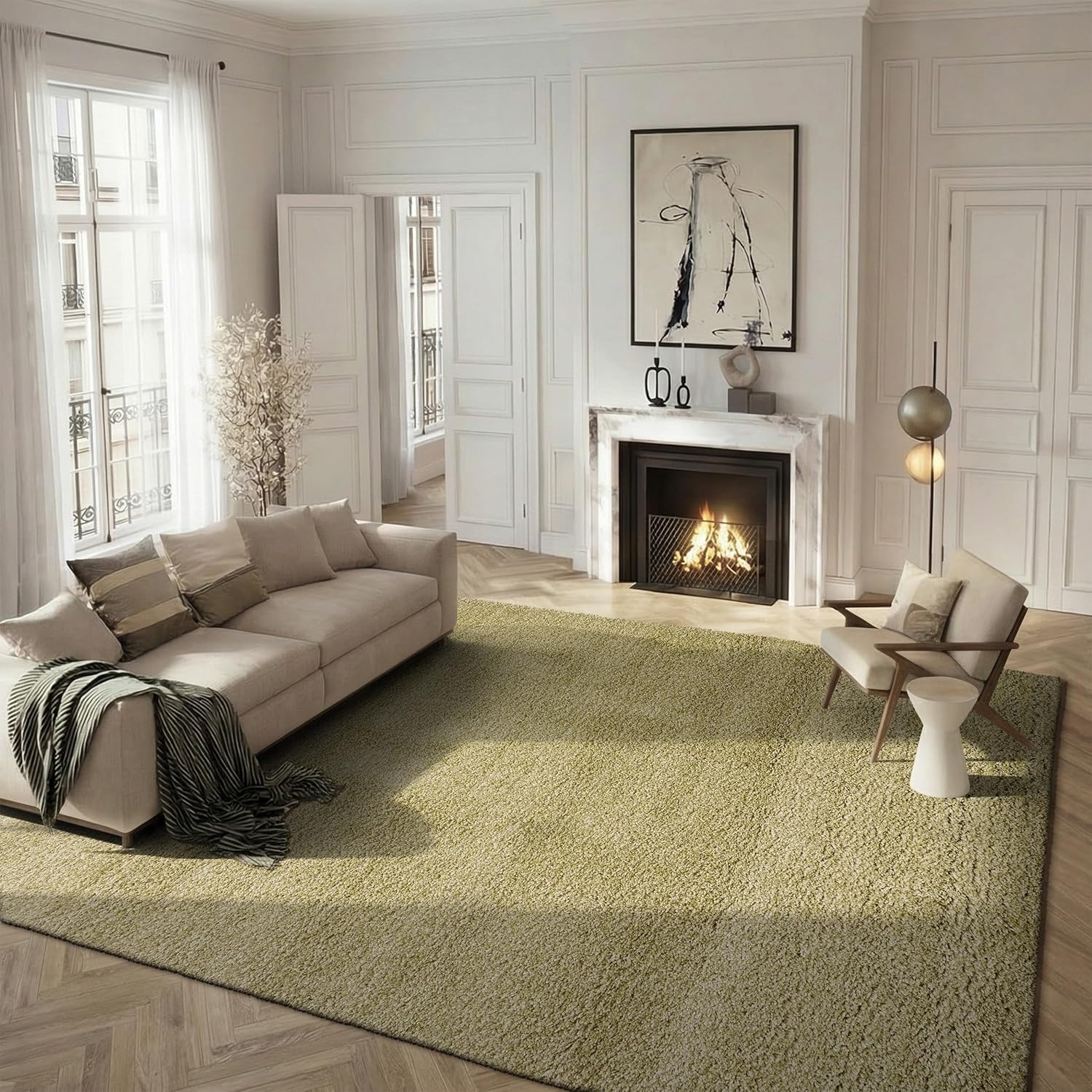 image:imageSAFAVIEH Santa Monica Shag Collection 8 x 10 Navy SGN725 Solid NonShedding Living Room Bedroom Dining Room Entryway Plush 2inch Thick Area RugGreen