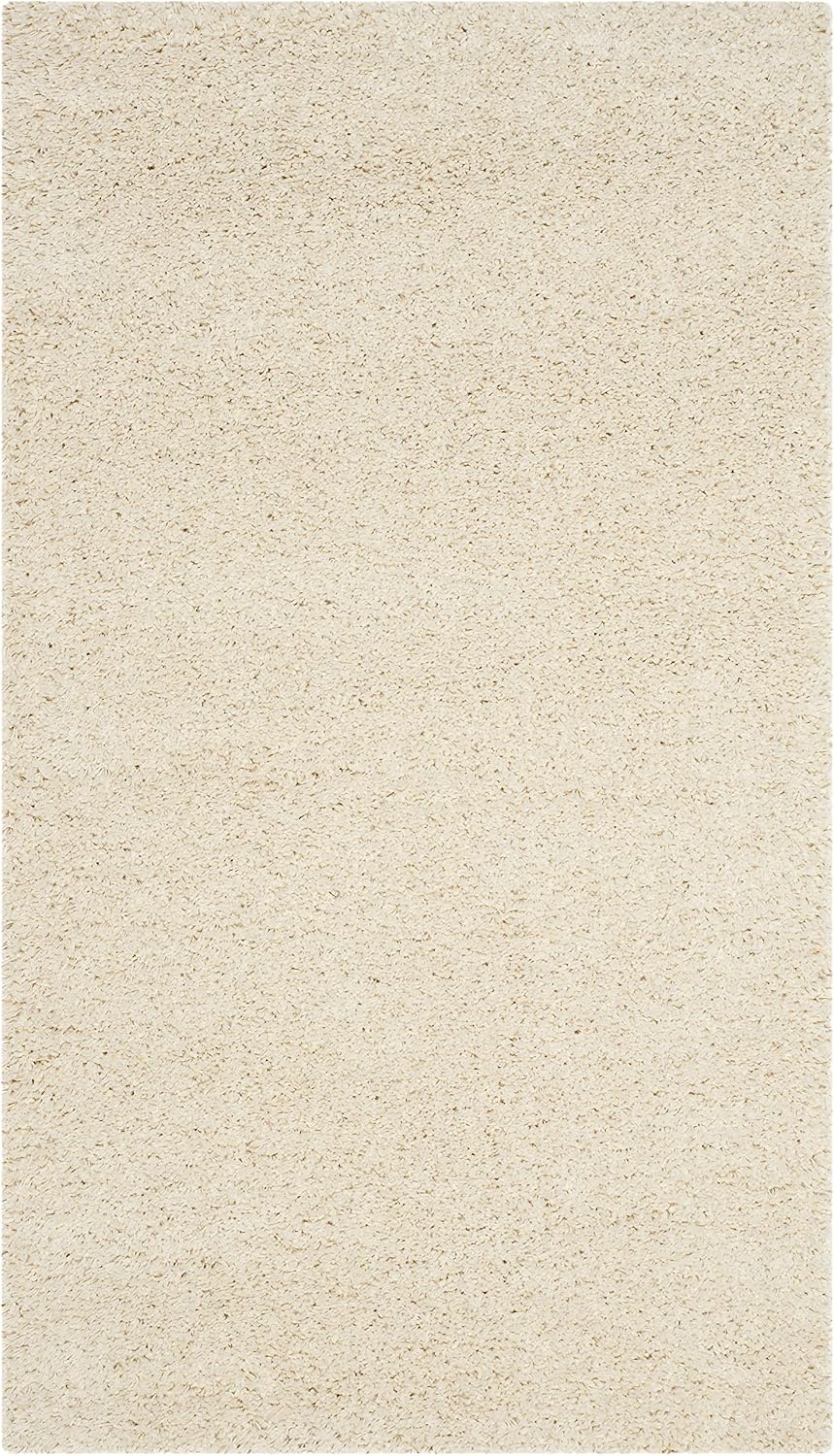 image:imageSAFAVIEH Santa Monica Shag Collection 8 x 10 Navy SGN725 Solid NonShedding Living Room Bedroom Dining Room Entryway Plush 2inch Thick Area RugIvory