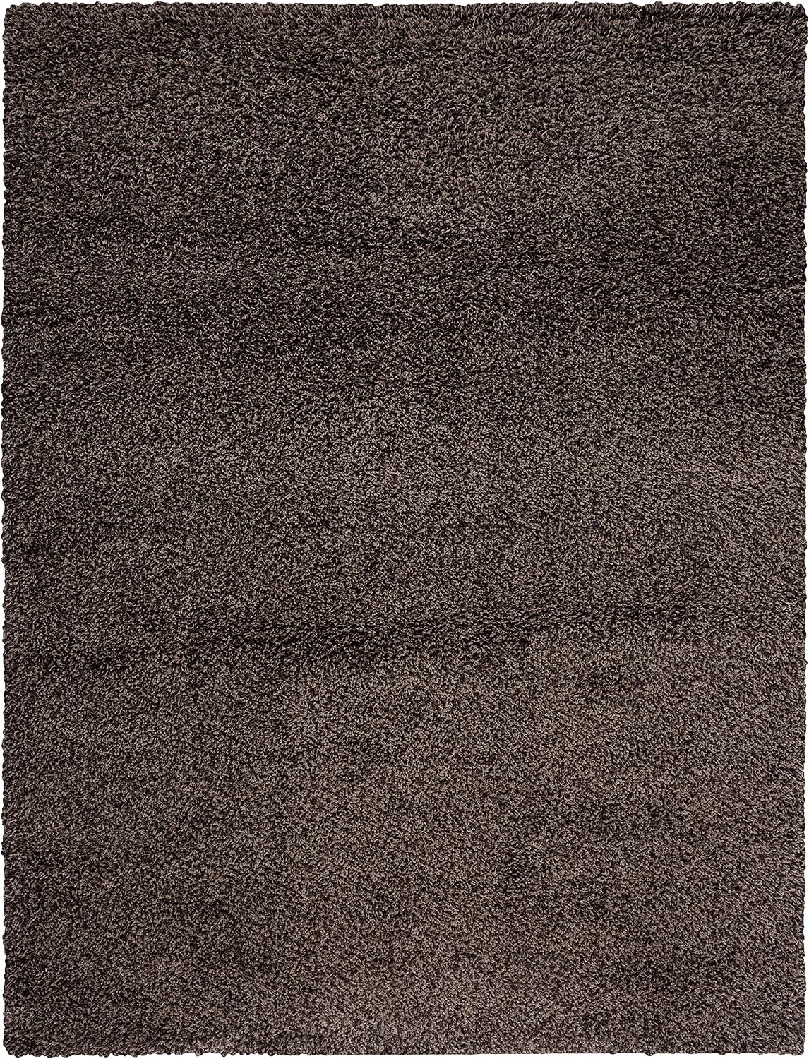 image:imageSAFAVIEH Santa Monica Shag Collection 8 x 10 Navy SGN725 Solid NonShedding Living Room Bedroom Dining Room Entryway Plush 2inch Thick Area RugMushroom
