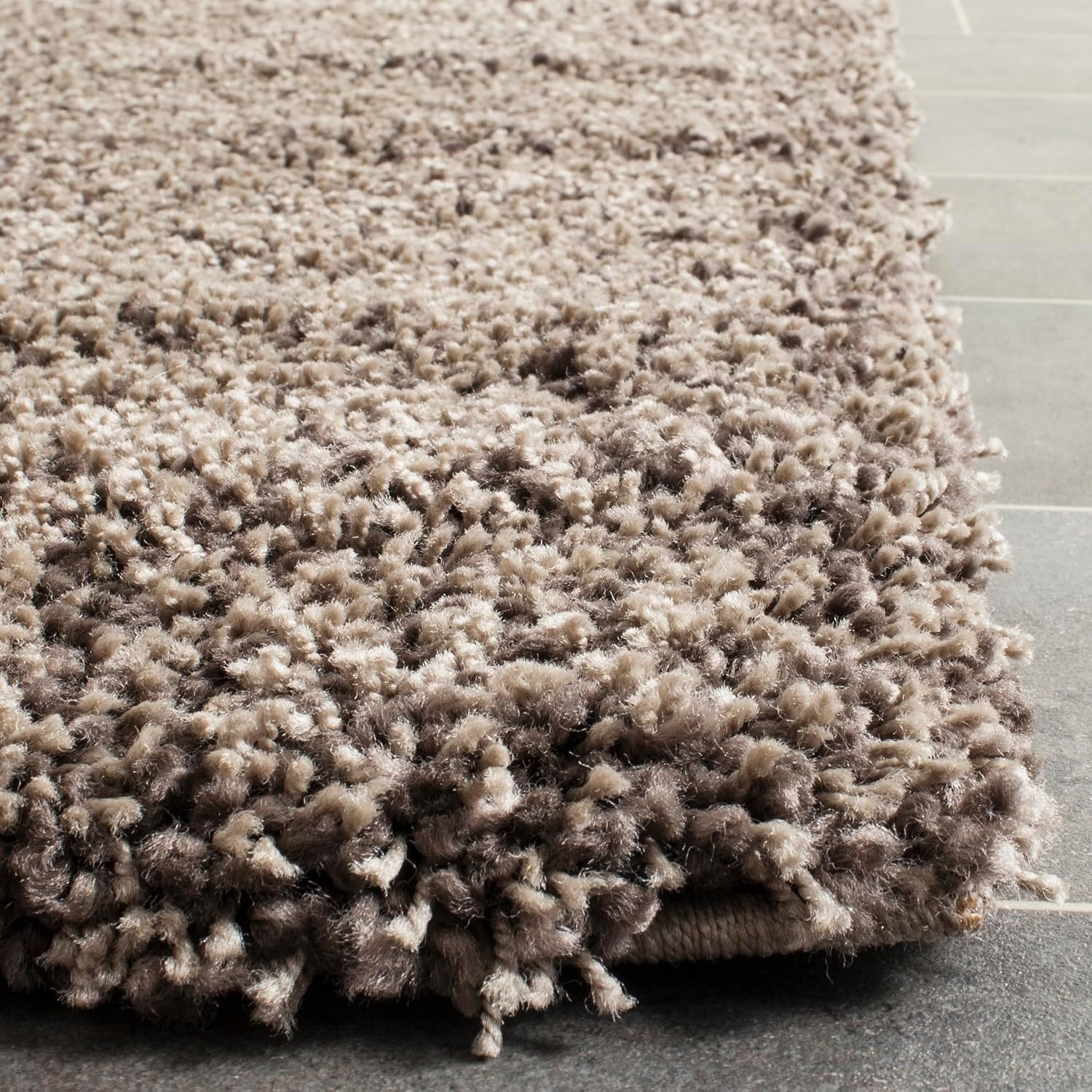 image:imageSAFAVIEH Santa Monica Shag Collection 8 x 10 Navy SGN725 Solid NonShedding Living Room Bedroom Dining Room Entryway Plush 2inch Thick Area RugMushroom