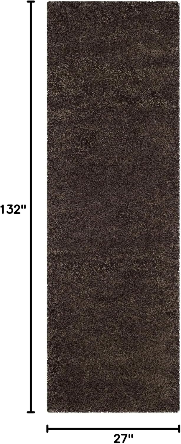image:imageSAFAVIEH Santa Monica Shag Collection 8 x 10 Navy SGN725 Solid NonShedding Living Room Bedroom Dining Room Entryway Plush 2inch Thick Area RugMushroom
