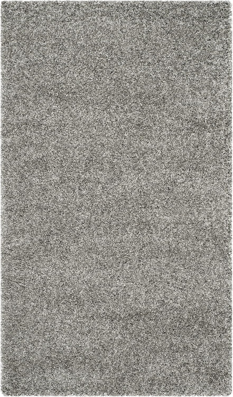 image:imageSAFAVIEH Santa Monica Shag Collection 8 x 10 Navy SGN725 Solid NonShedding Living Room Bedroom Dining Room Entryway Plush 2inch Thick Area RugSilver