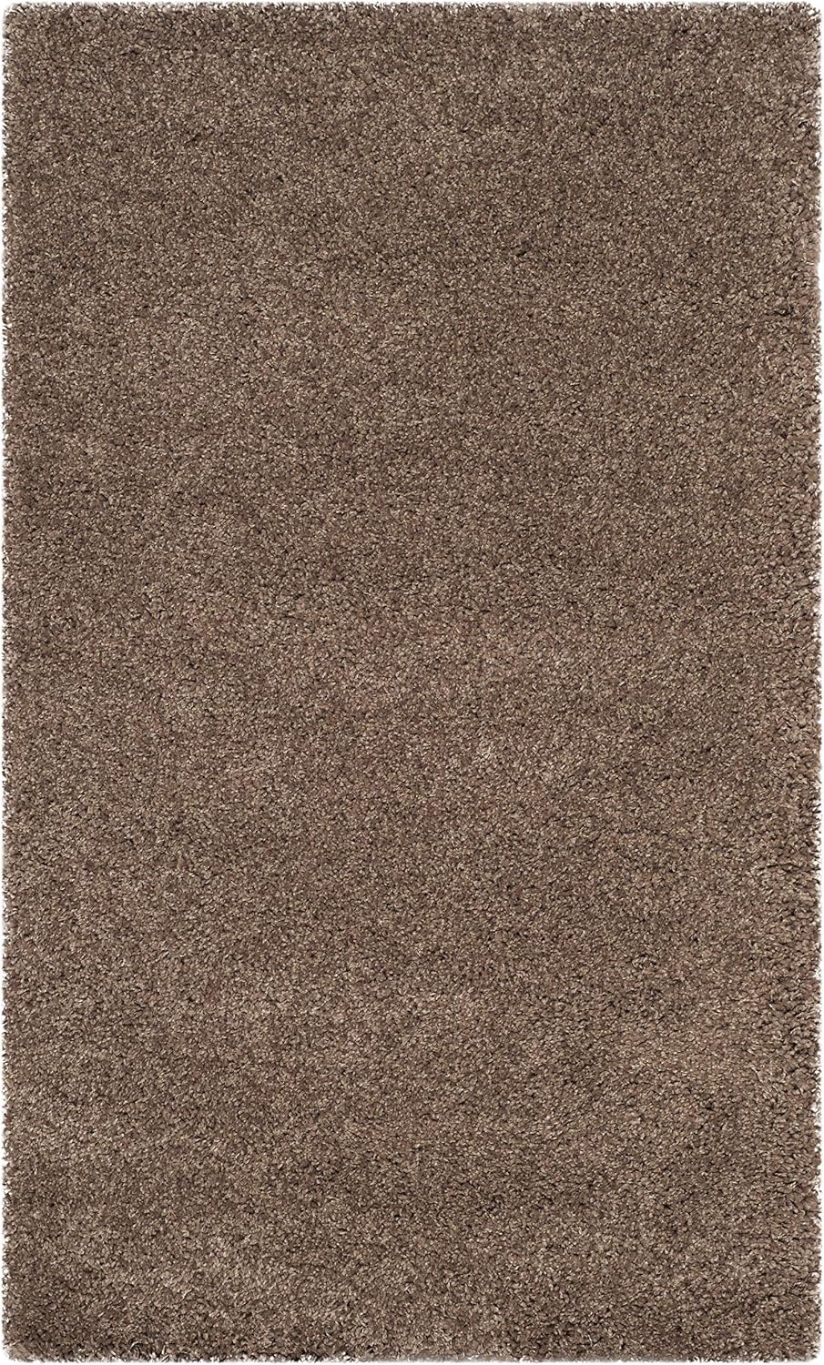 image:imageSAFAVIEH Santa Monica Shag Collection 8 x 10 Navy SGN725 Solid NonShedding Living Room Bedroom Dining Room Entryway Plush 2inch Thick Area RugTaupe