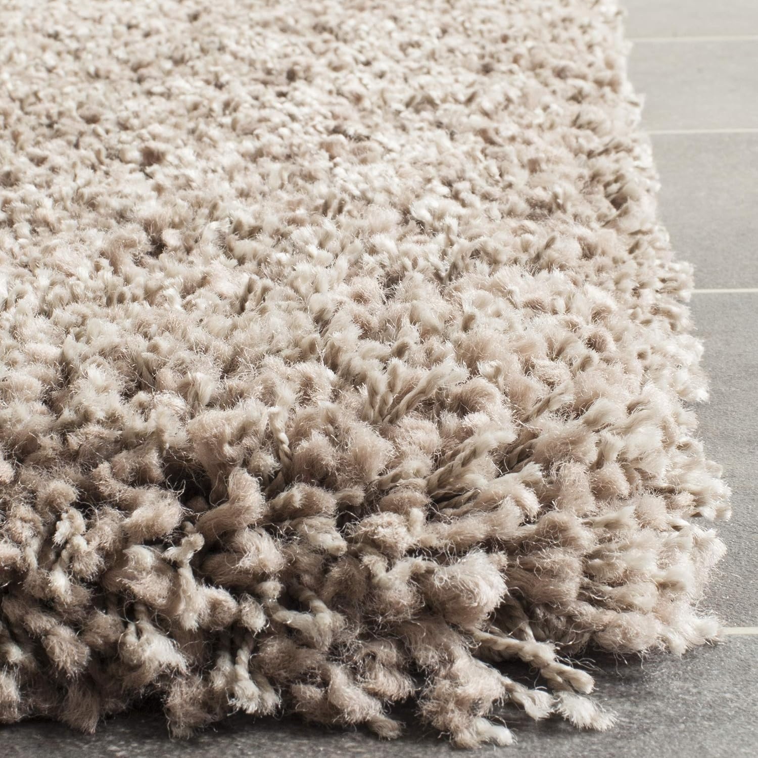 image:imageSAFAVIEH Santa Monica Shag Collection 8 x 10 Navy SGN725 Solid NonShedding Living Room Bedroom Dining Room Entryway Plush 2inch Thick Area RugTaupe