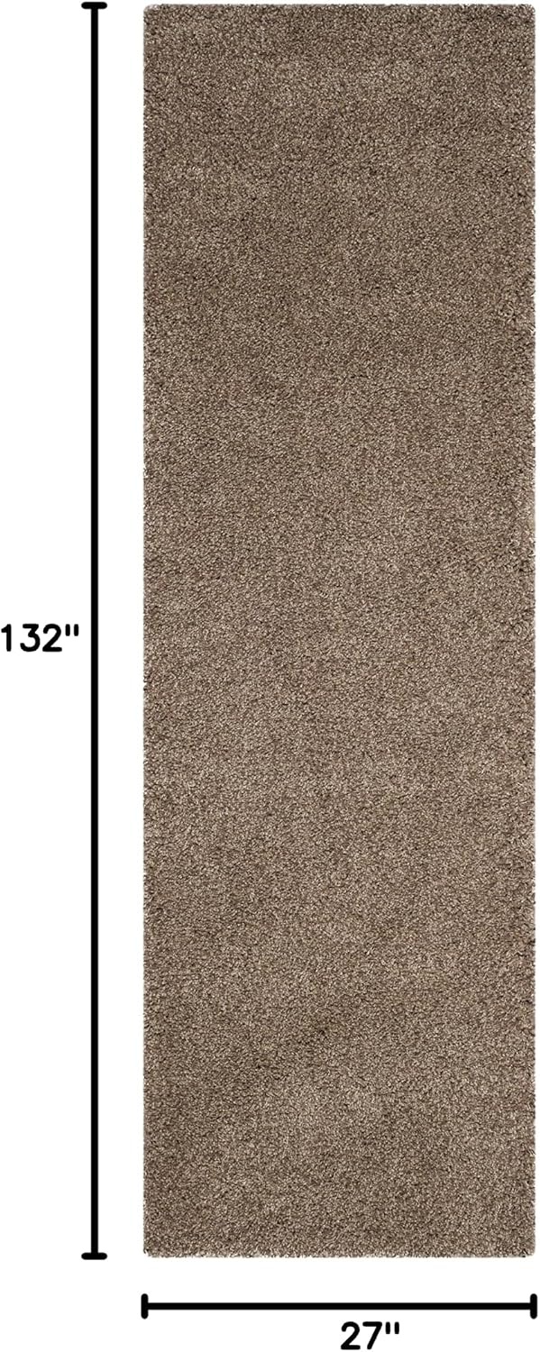 image:imageSAFAVIEH Santa Monica Shag Collection 8 x 10 Navy SGN725 Solid NonShedding Living Room Bedroom Dining Room Entryway Plush 2inch Thick Area RugTaupe