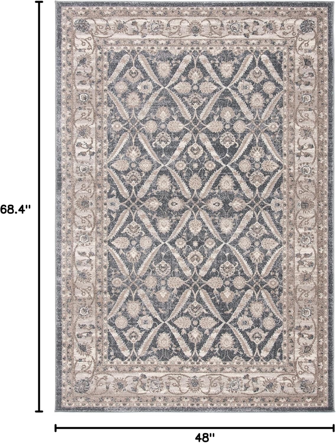 image:imageSAFAVIEH Sofia Collection Area Rug 9 x 12 Blue amp Beige Vintage Oriental Distressed Design NonShedding amp Easy Care Ideal for High Traffic Areas in Living Room Bedroom SOF378CDark GreyBeige