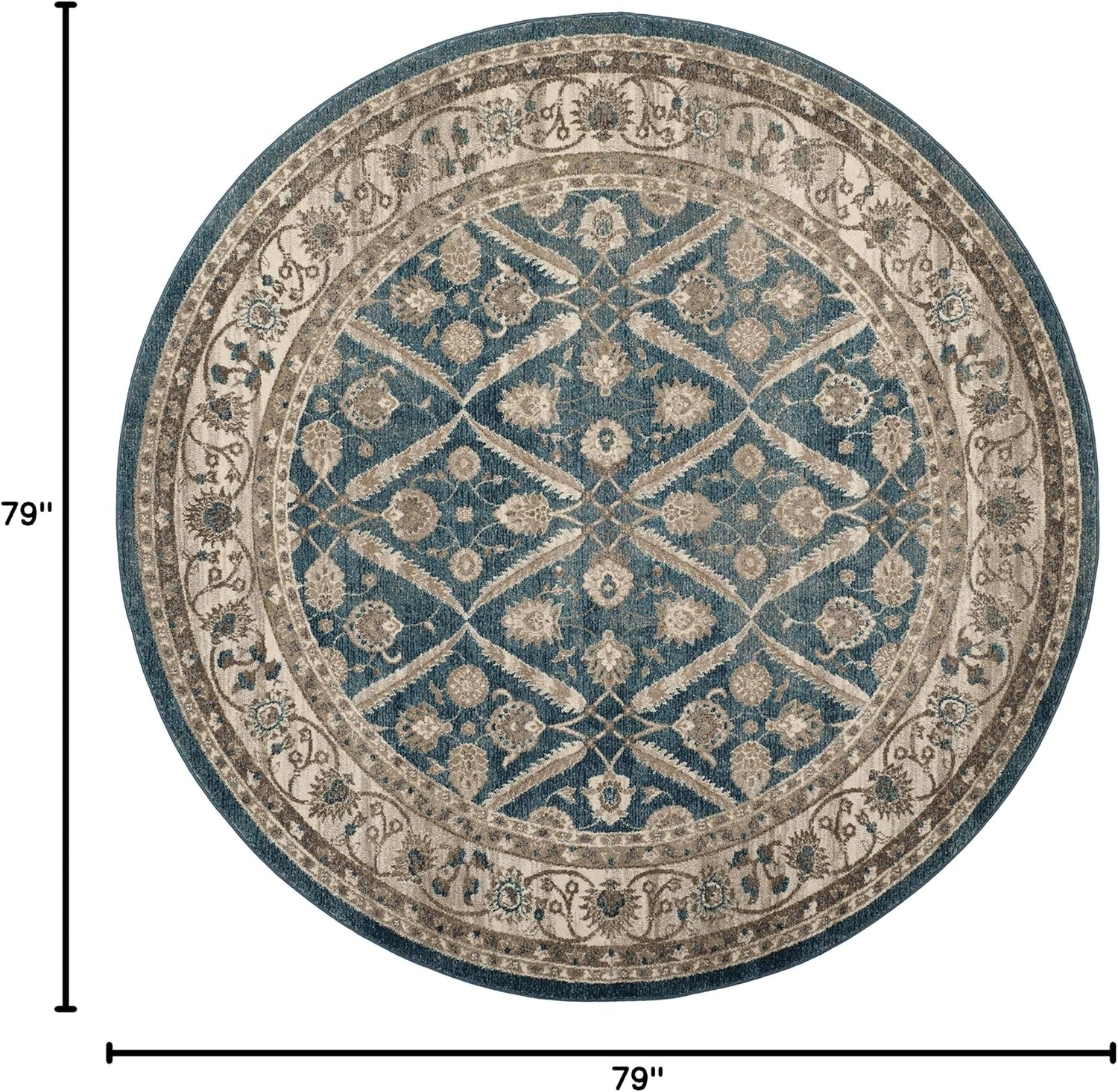 image:imageSAFAVIEH Sofia Collection Area Rug 9 x 12 Blue amp Beige Vintage Oriental Distressed Design NonShedding amp Easy Care Ideal for High Traffic Areas in Living Room Bedroom SOF378CBlueBeige