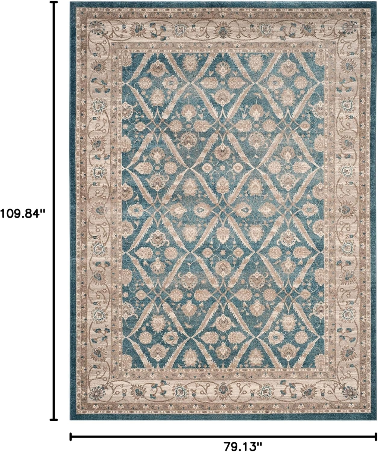 image:imageSAFAVIEH Sofia Collection Area Rug 9 x 12 Blue amp Beige Vintage Oriental Distressed Design NonShedding amp Easy Care Ideal for High Traffic Areas in Living Room Bedroom SOF378CBlueBeige