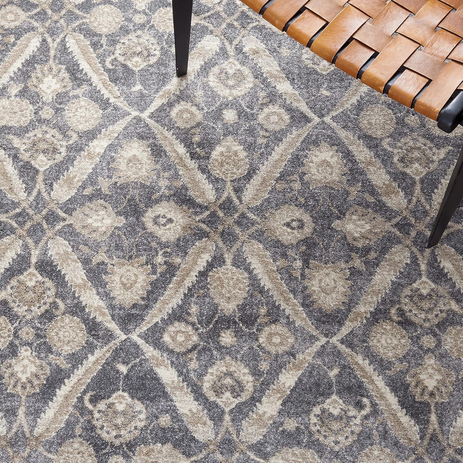 image:imageSAFAVIEH Sofia Collection Area Rug 9 x 12 Blue amp Beige Vintage Oriental Distressed Design NonShedding amp Easy Care Ideal for High Traffic Areas in Living Room Bedroom SOF378CDark GreyBeige