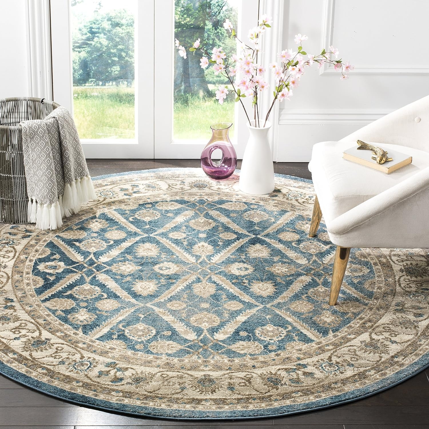 image:imageSAFAVIEH Sofia Collection Area Rug 9 x 12 Blue amp Beige Vintage Oriental Distressed Design NonShedding amp Easy Care Ideal for High Traffic Areas in Living Room Bedroom SOF378CBlueBeige