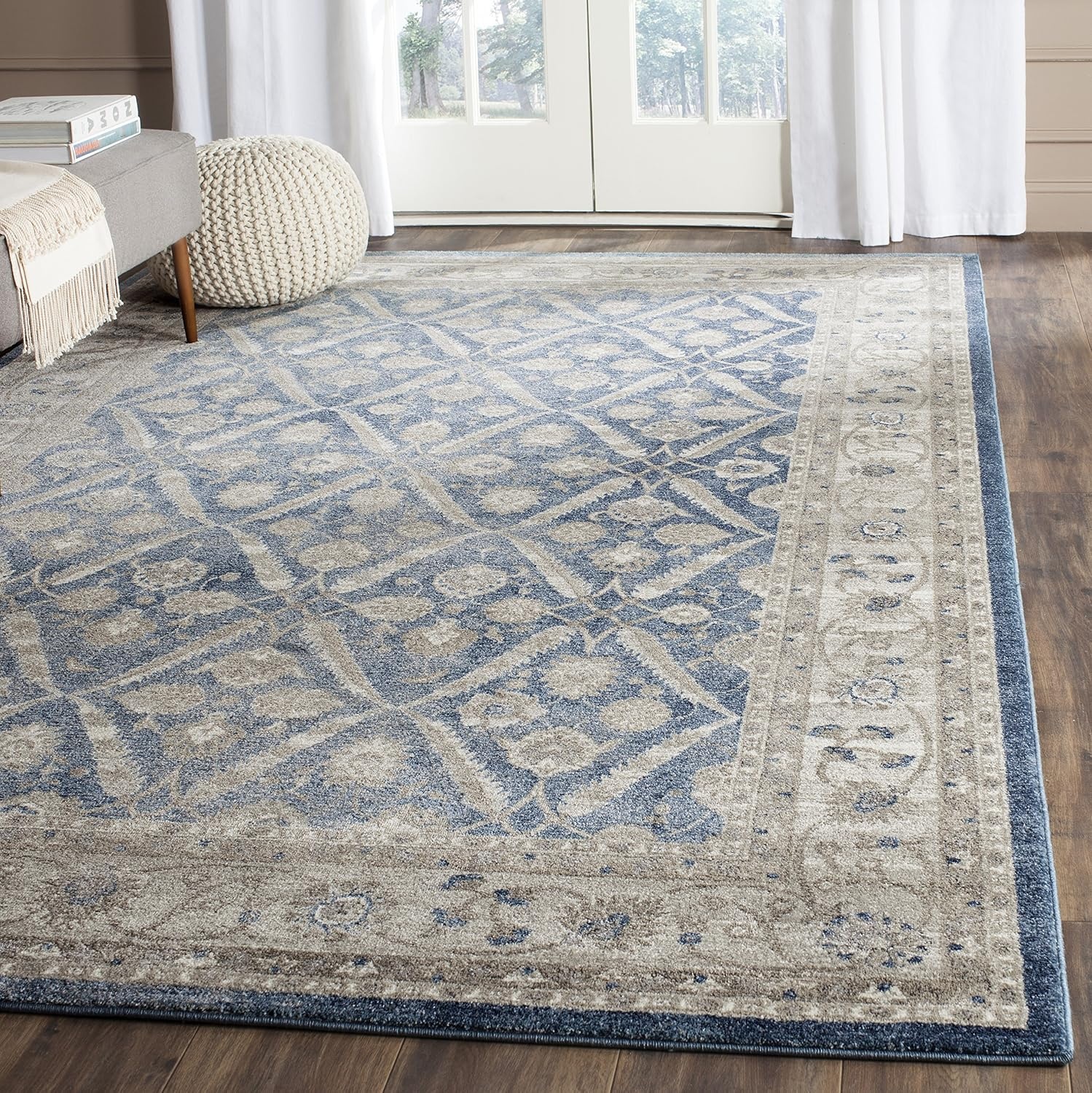 image:imageSAFAVIEH Sofia Collection Area Rug 9 x 12 Blue amp Beige Vintage Oriental Distressed Design NonShedding amp Easy Care Ideal for High Traffic Areas in Living Room Bedroom SOF378CBlueBeige