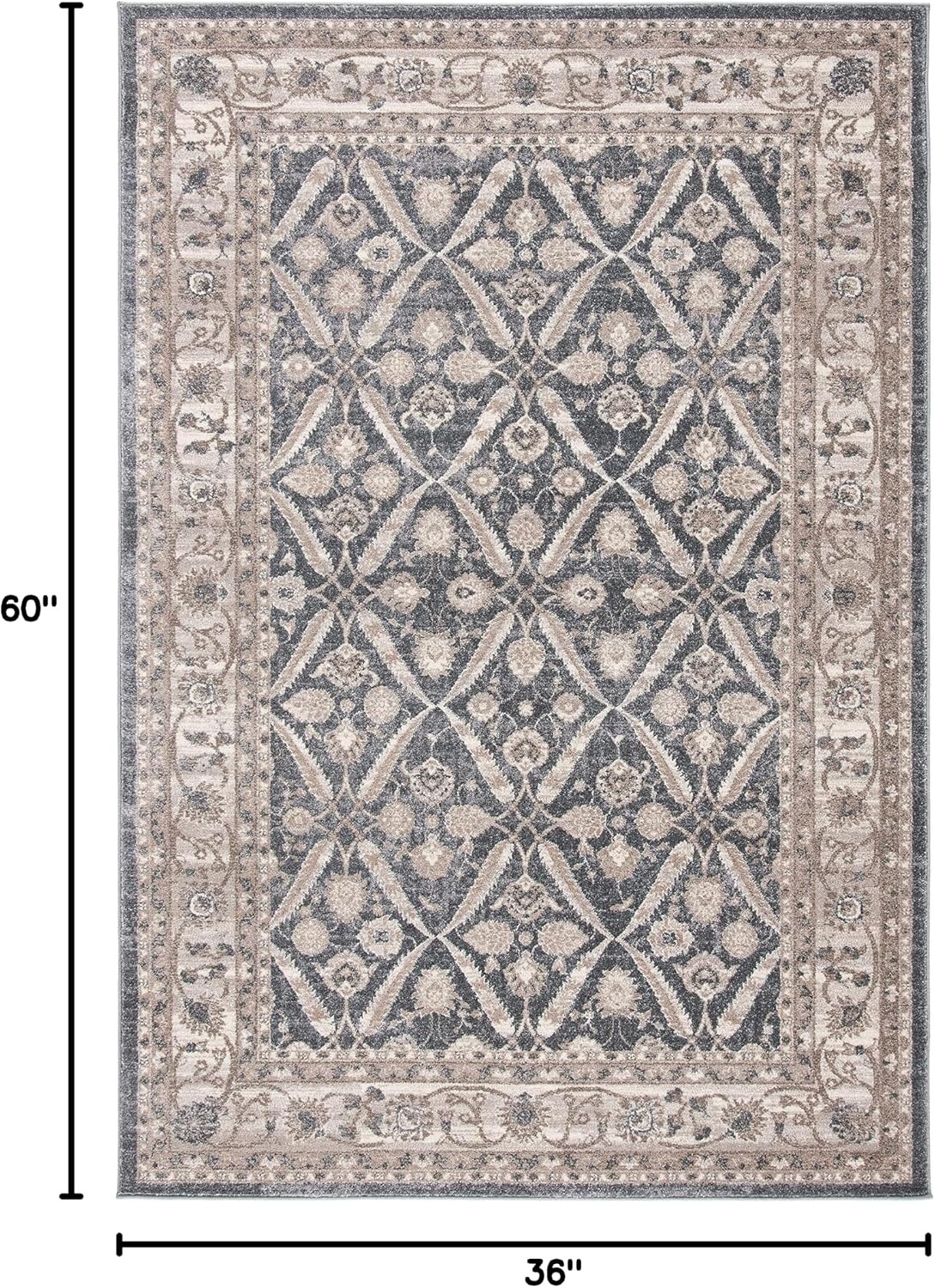 image:imageSAFAVIEH Sofia Collection Area Rug 9 x 12 Blue amp Beige Vintage Oriental Distressed Design NonShedding amp Easy Care Ideal for High Traffic Areas in Living Room Bedroom SOF378CDark GreyBeige