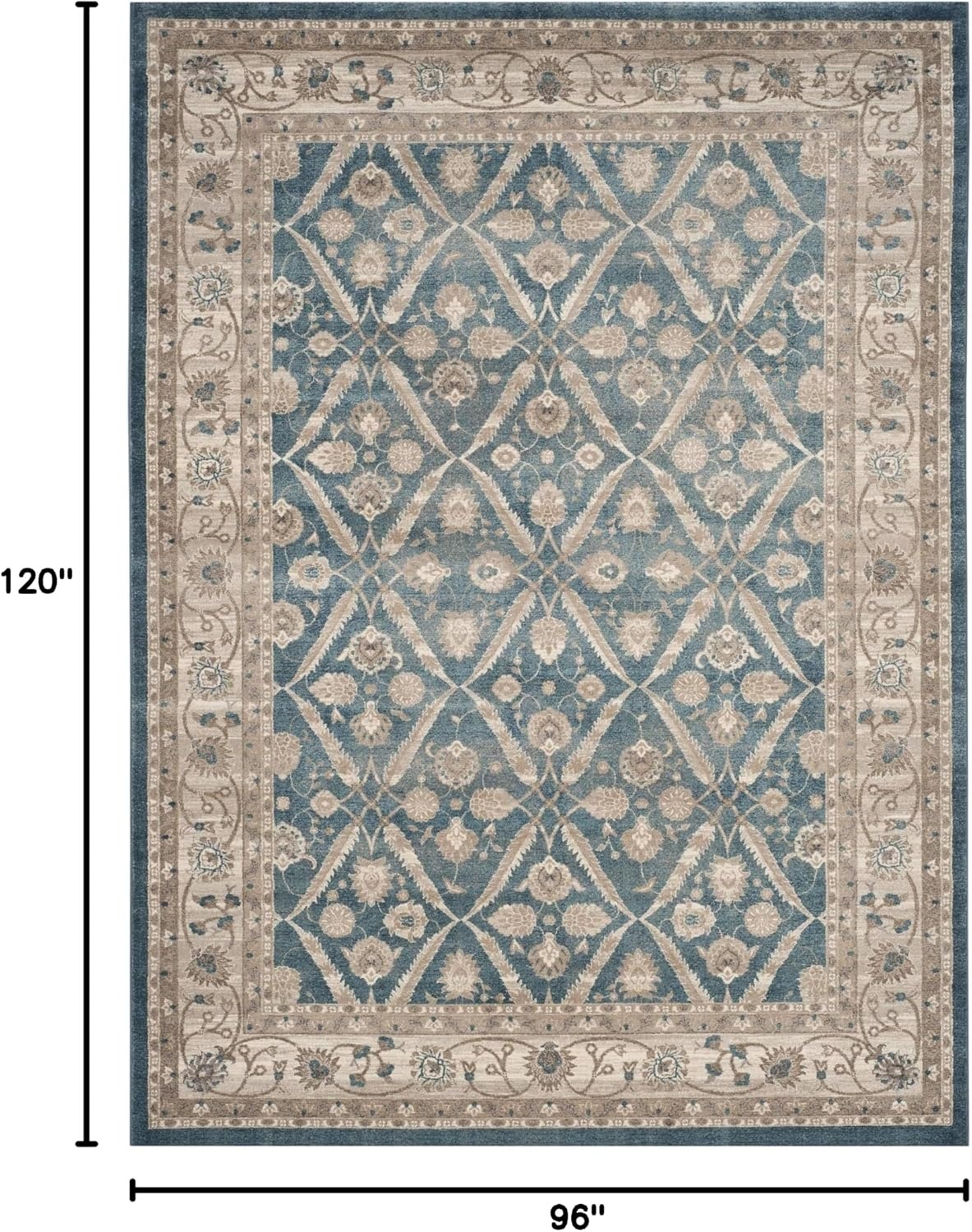 image:imageSAFAVIEH Sofia Collection Area Rug 9 x 12 Blue amp Beige Vintage Oriental Distressed Design NonShedding amp Easy Care Ideal for High Traffic Areas in Living Room Bedroom SOF378CBlueBeige