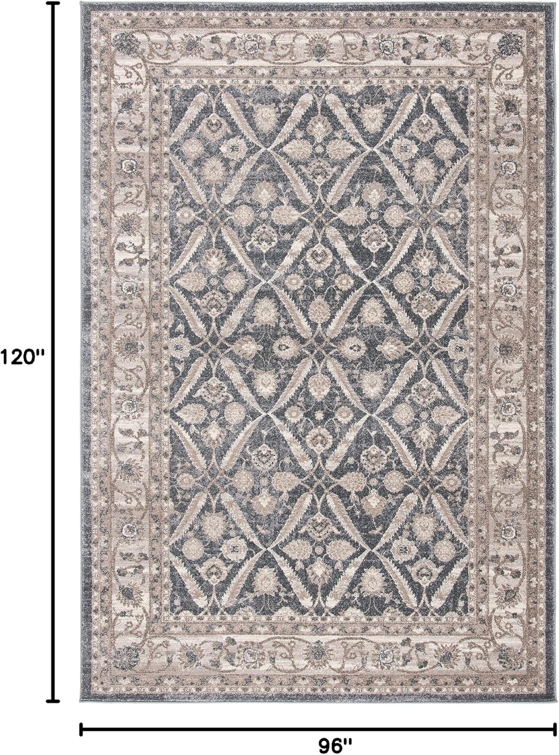 image:imageSAFAVIEH Sofia Collection Area Rug 9 x 12 Blue amp Beige Vintage Oriental Distressed Design NonShedding amp Easy Care Ideal for High Traffic Areas in Living Room Bedroom SOF378CDark GreyBeige