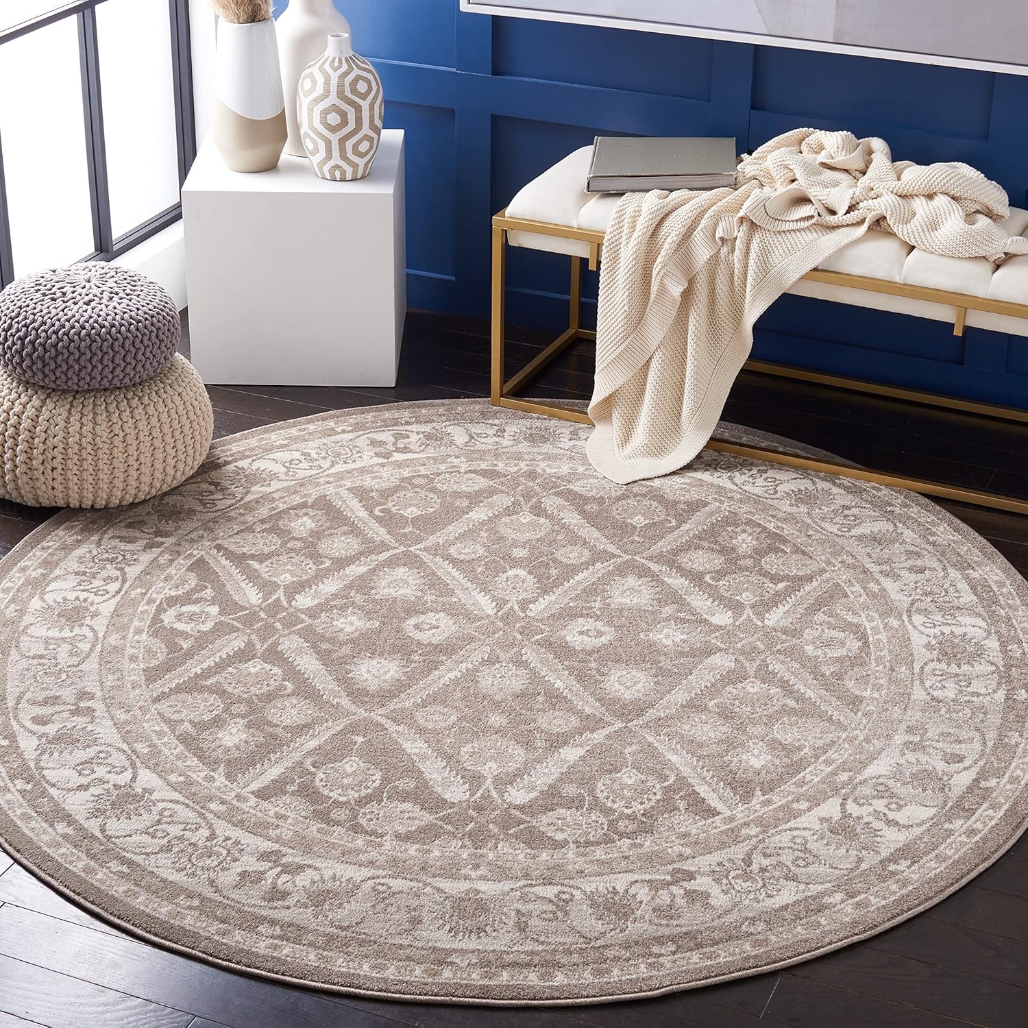 image:imageSAFAVIEH Sofia Collection Area Rug 9 x 12 Blue amp Beige Vintage Oriental Distressed Design NonShedding amp Easy Care Ideal for High Traffic Areas in Living Room Bedroom SOF378CTanBeige