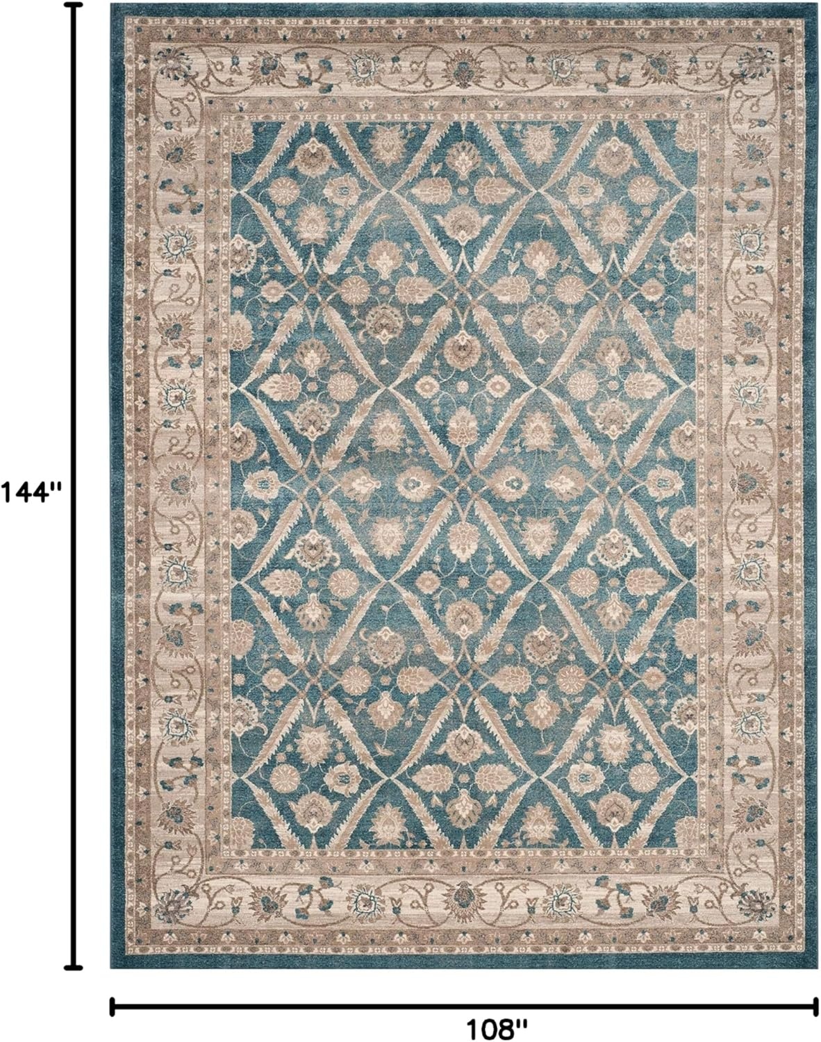 image:imageSAFAVIEH Sofia Collection Area Rug 9 x 12 Blue amp Beige Vintage Oriental Distressed Design NonShedding amp Easy Care Ideal for High Traffic Areas in Living Room Bedroom SOF378CBlueBeige
