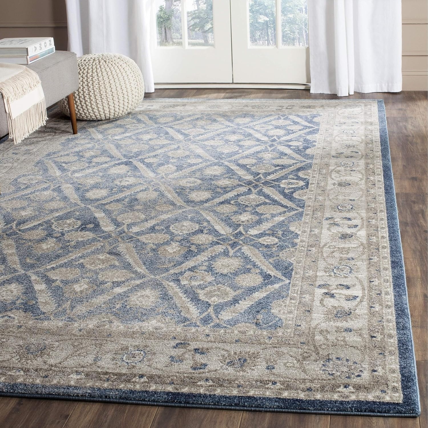 image:imageSAFAVIEH Sofia Collection Area Rug 9 x 12 Blue amp Beige Vintage Oriental Distressed Design NonShedding amp Easy Care Ideal for High Traffic Areas in Living Room Bedroom SOF378CBlueBeige