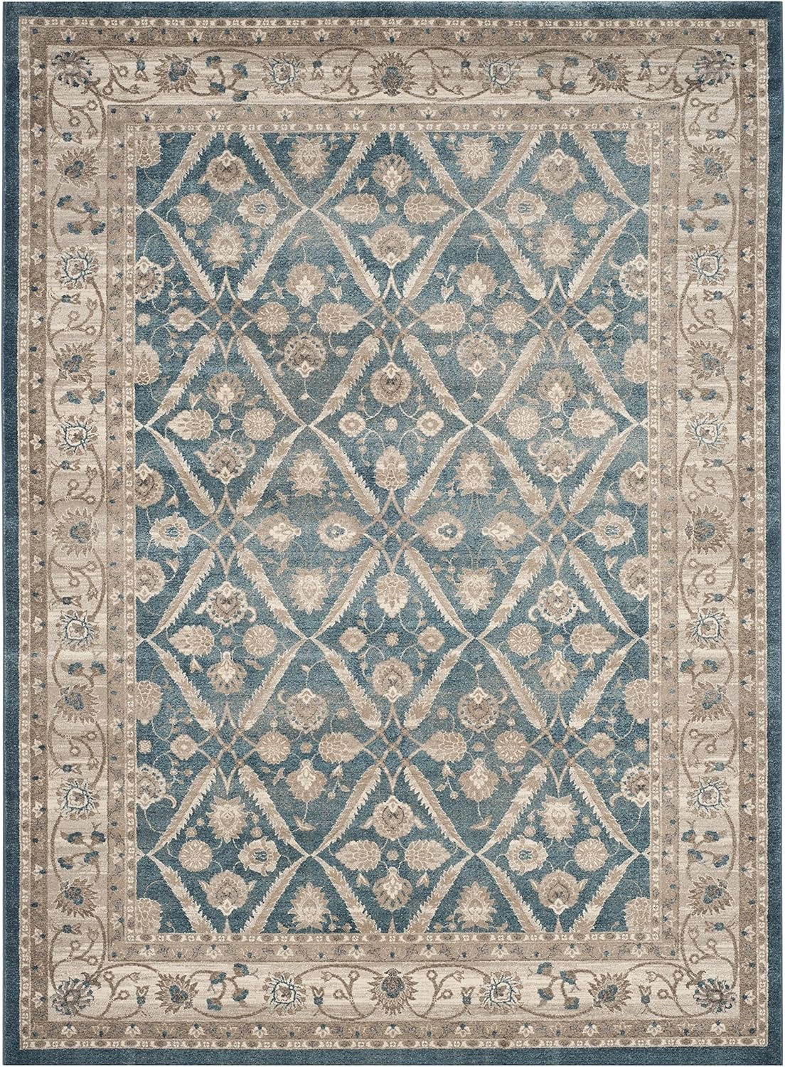 image:imageSAFAVIEH Sofia Collection Area Rug 9 x 12 Blue amp Beige Vintage Oriental Distressed Design NonShedding amp Easy Care Ideal for High Traffic Areas in Living Room Bedroom SOF378CBlueBeige