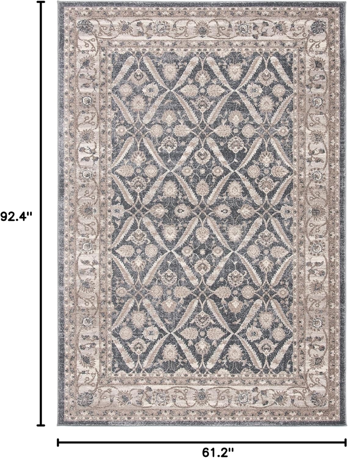 image:imageSAFAVIEH Sofia Collection Area Rug 9 x 12 Blue amp Beige Vintage Oriental Distressed Design NonShedding amp Easy Care Ideal for High Traffic Areas in Living Room Bedroom SOF378CDark GreyBeige