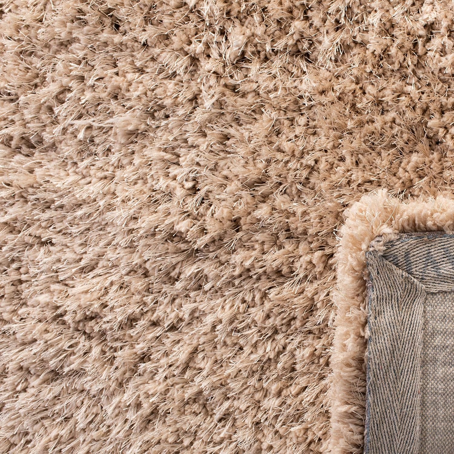 image:imageSAFAVIEH Supreme Shag Collection 8 x 10 Light Blue SGS621D Handmade Solid 15inch Thick Area RugBeige