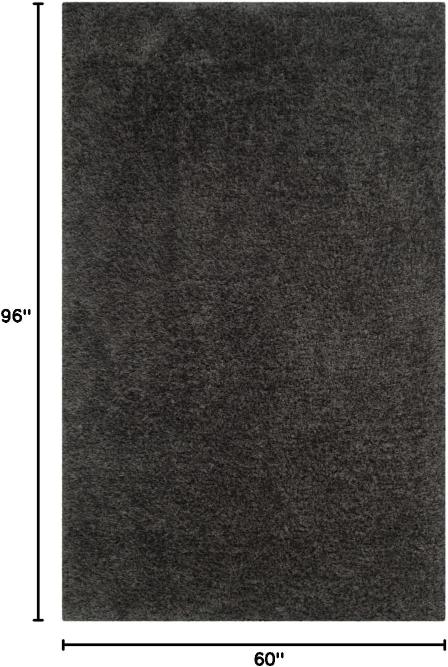 image:imageSAFAVIEH Supreme Shag Collection 8 x 10 Light Blue SGS621D Handmade Solid 15inch Thick Area RugDark Grey