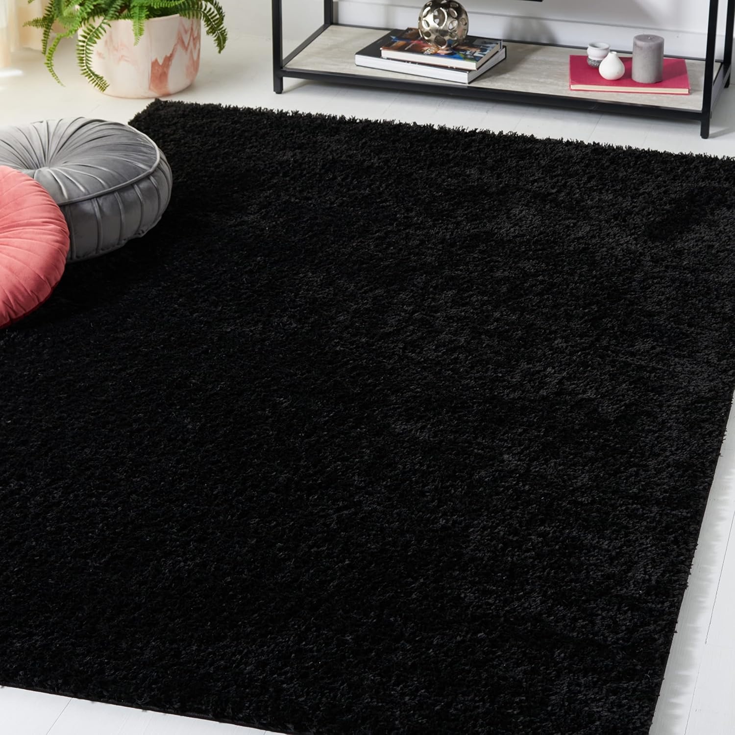 image:imageSAFAVIEH Tahoe Shag Collection Area Rug 9 x 12 Beige Solid Design NonShedding amp Easy Care 12inch Thick Ideal for High Traffic Areas in Living Room Bedroom THO670BBlack
