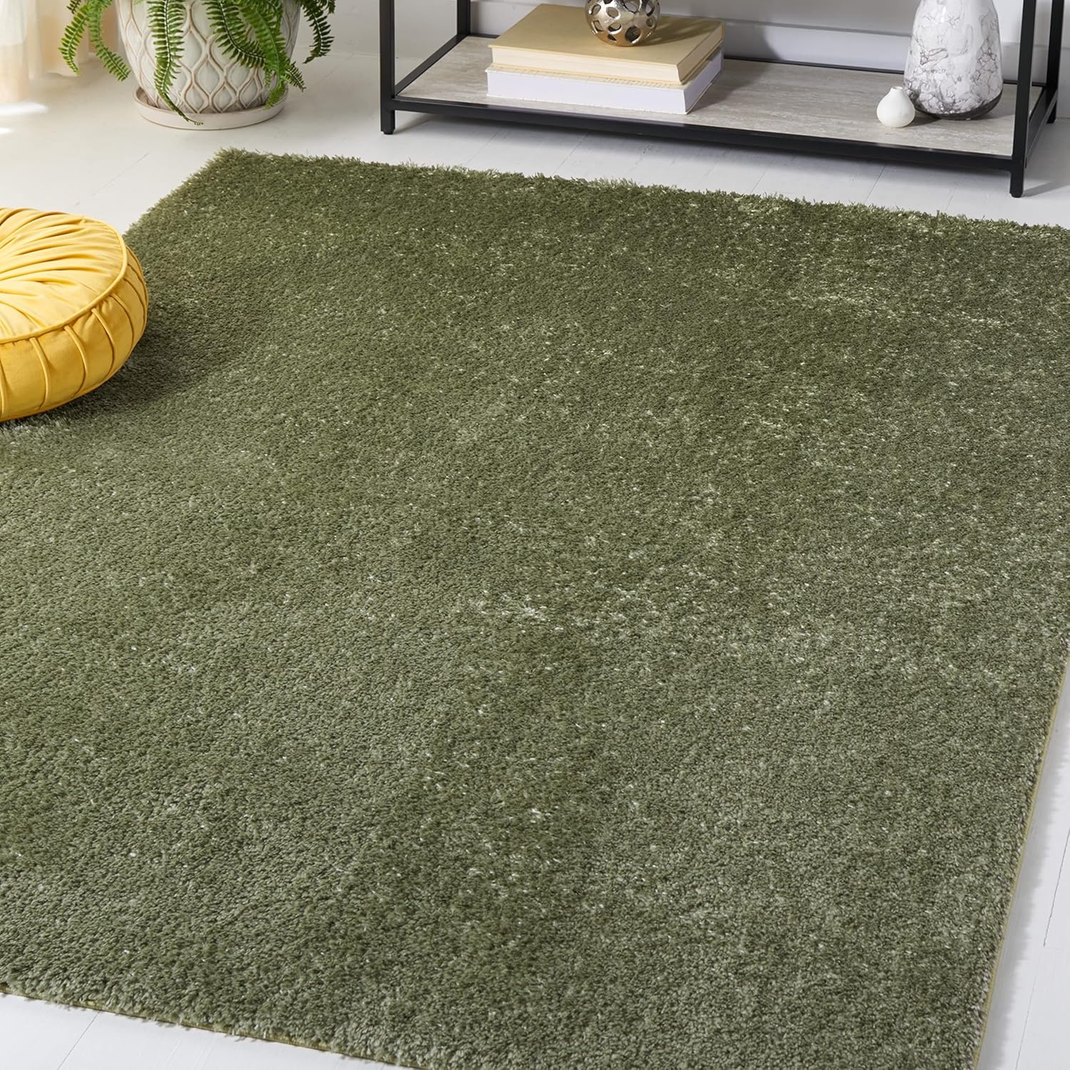 image:imageSAFAVIEH Tahoe Shag Collection Area Rug 9 x 12 Beige Solid Design NonShedding amp Easy Care 12inch Thick Ideal for High Traffic Areas in Living Room Bedroom THO670BSage