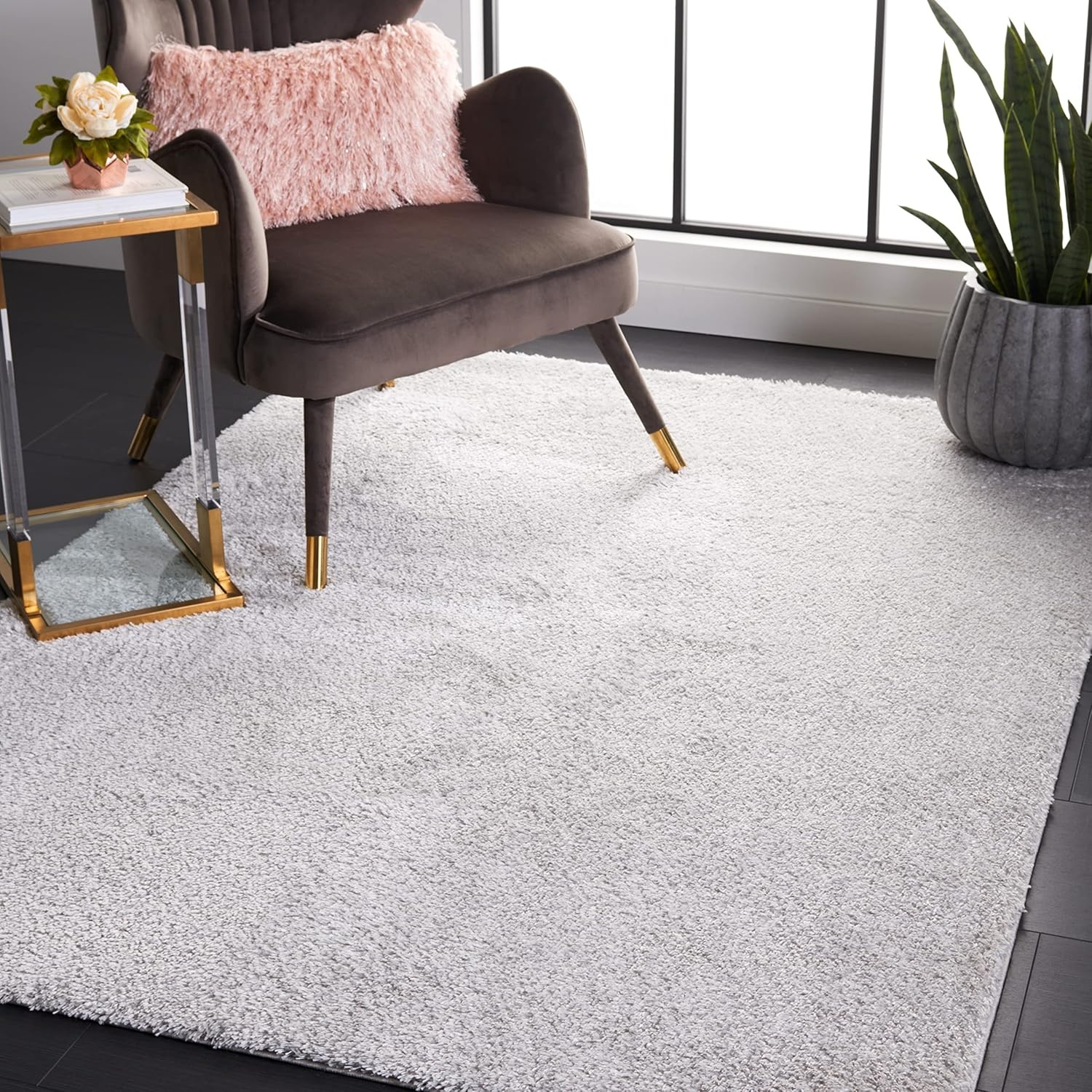 image:imageSAFAVIEH Tahoe Shag Collection Area Rug 9 x 12 Beige Solid Design NonShedding amp Easy Care 12inch Thick Ideal for High Traffic Areas in Living Room Bedroom THO670BLight Grey