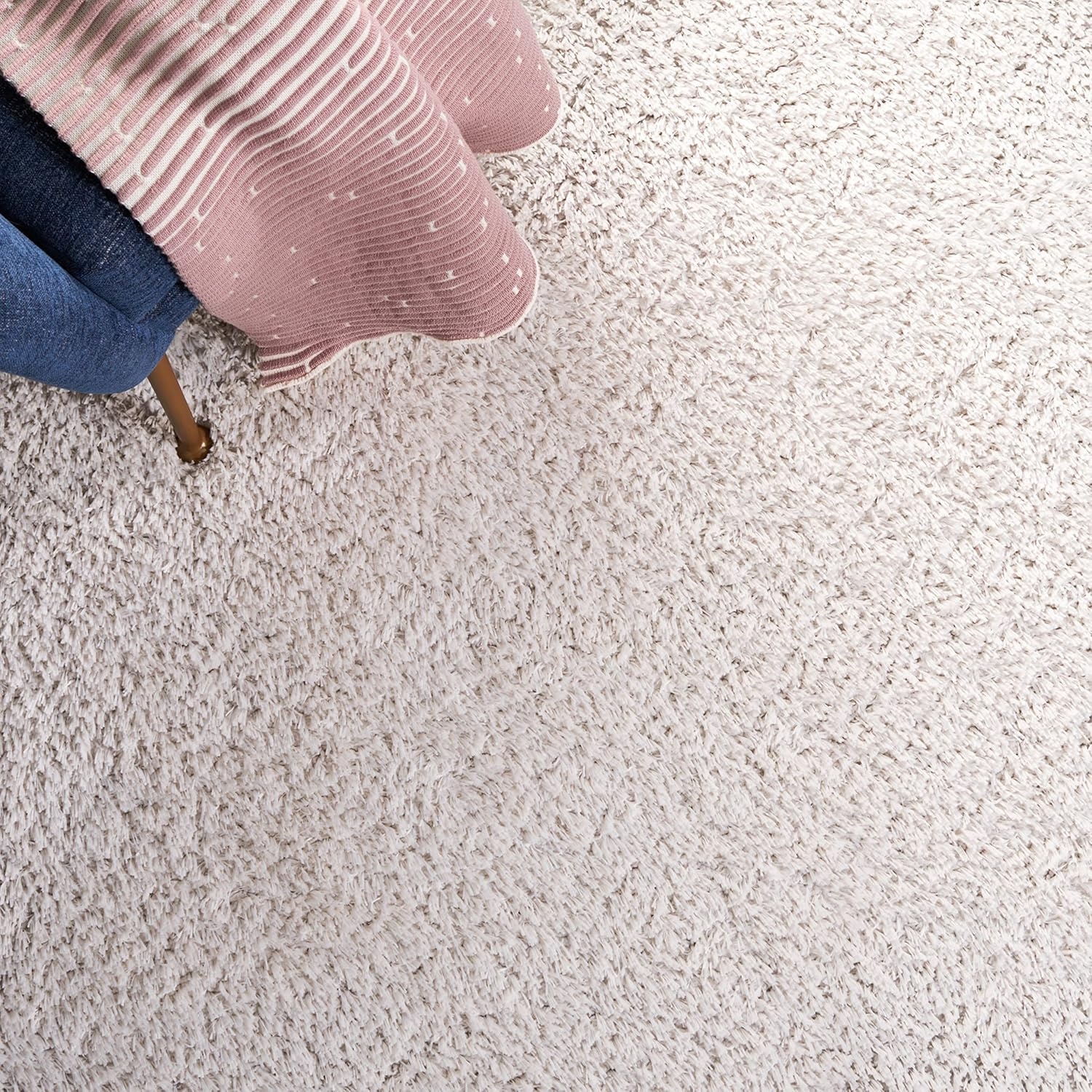 image:imageSAFAVIEH Tahoe Shag Collection Area Rug 9 x 12 Beige Solid Design NonShedding amp Easy Care 12inch Thick Ideal for High Traffic Areas in Living Room Bedroom THO670BSilver
