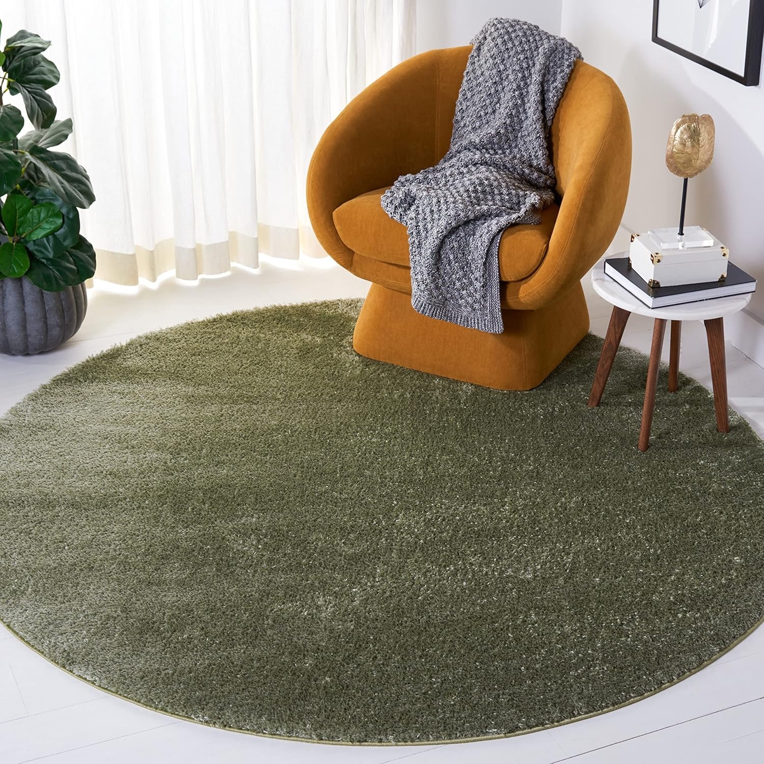 image:imageSAFAVIEH Tahoe Shag Collection Area Rug 9 x 12 Beige Solid Design NonShedding amp Easy Care 12inch Thick Ideal for High Traffic Areas in Living Room Bedroom THO670BSage