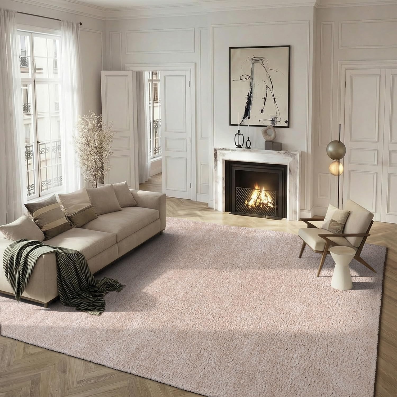 image:imageSAFAVIEH Tahoe Shag Collection Area Rug 9 x 12 Beige Solid Design NonShedding amp Easy Care 12inch Thick Ideal for High Traffic Areas in Living Room Bedroom THO670BBeige