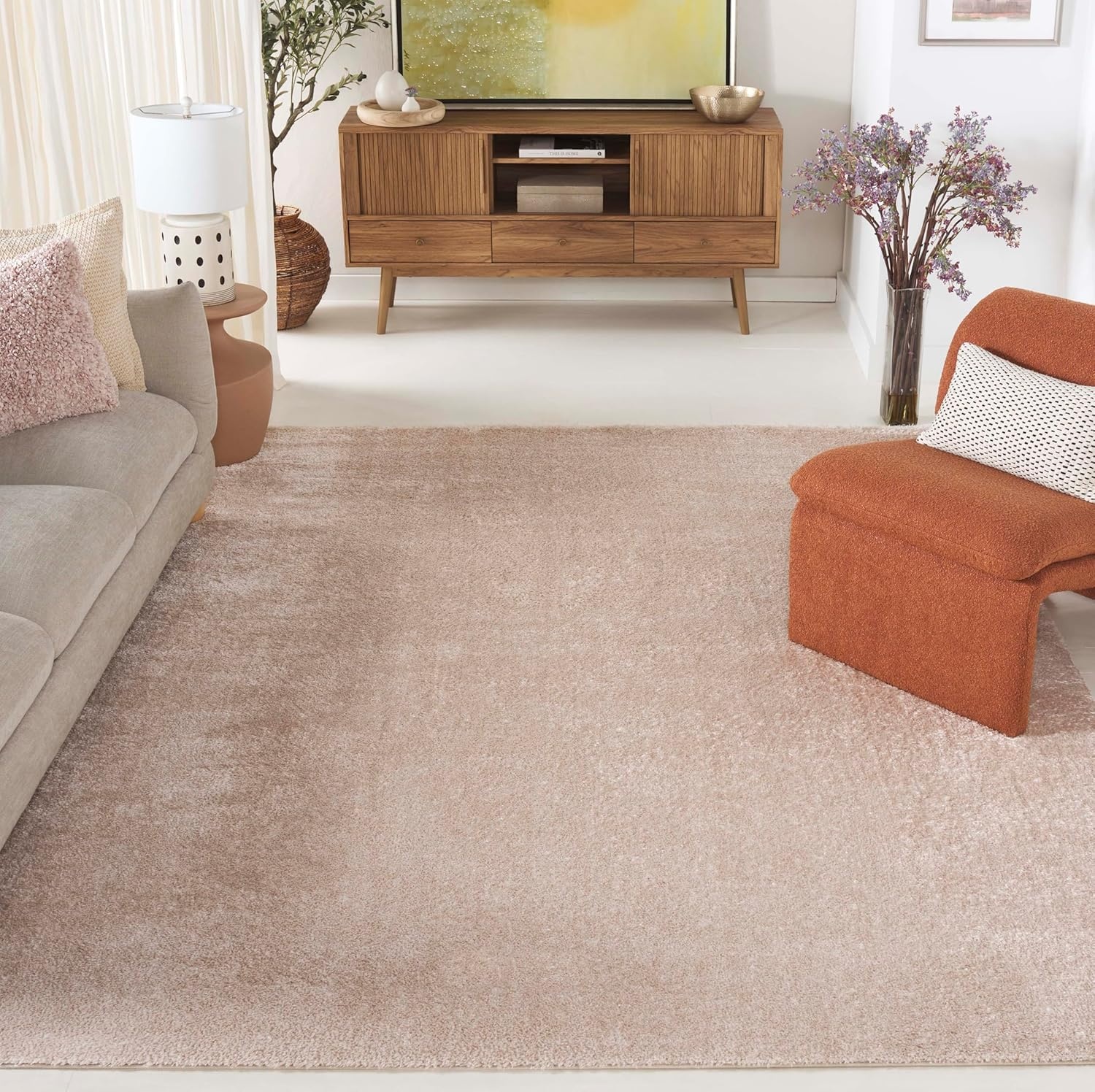 image:imageSAFAVIEH Tahoe Shag Collection Area Rug 9 x 12 Beige Solid Design NonShedding amp Easy Care 12inch Thick Ideal for High Traffic Areas in Living Room Bedroom THO670BBeige