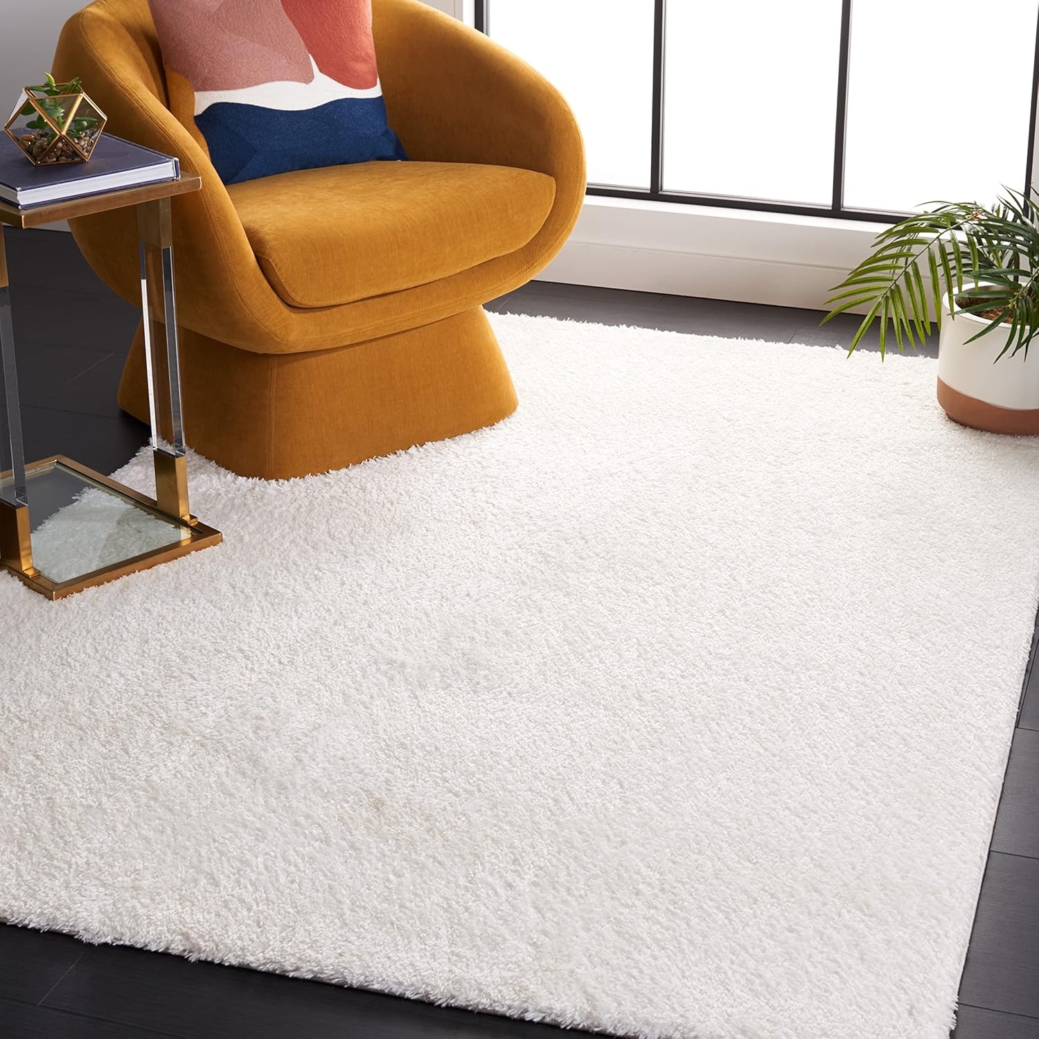 image:imageSAFAVIEH Tahoe Shag Collection Area Rug 9 x 12 Beige Solid Design NonShedding amp Easy Care 12inch Thick Ideal for High Traffic Areas in Living Room Bedroom THO670BWhite