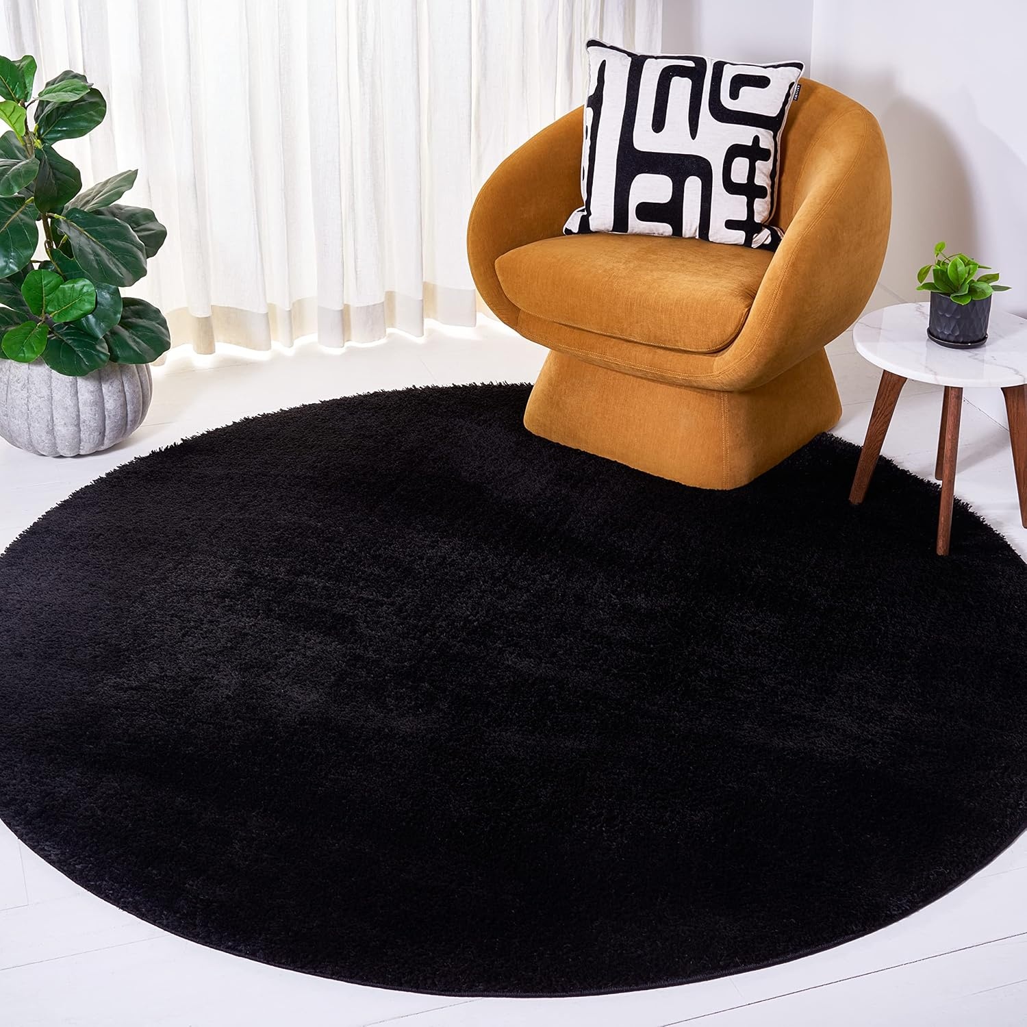 image:imageSAFAVIEH Tahoe Shag Collection Area Rug 9 x 12 Beige Solid Design NonShedding amp Easy Care 12inch Thick Ideal for High Traffic Areas in Living Room Bedroom THO670BBlack
