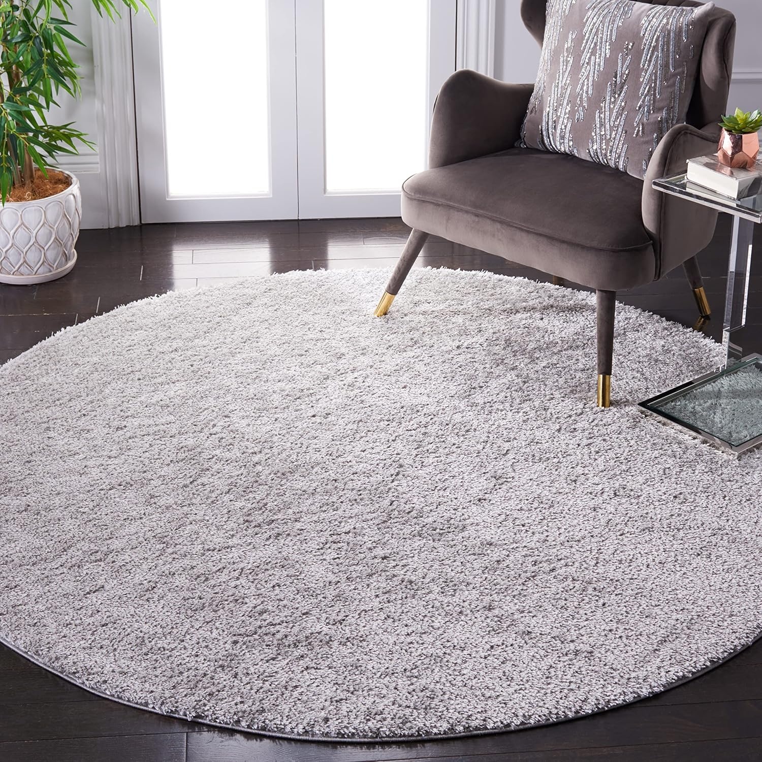 image:imageSAFAVIEH Tahoe Shag Collection Area Rug 9 x 12 Beige Solid Design NonShedding amp Easy Care 12inch Thick Ideal for High Traffic Areas in Living Room Bedroom THO670BLight Grey