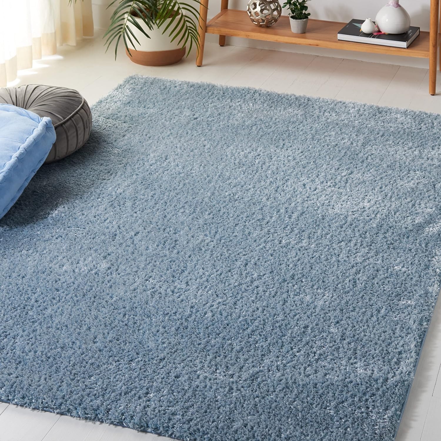 image:imageSAFAVIEH Tahoe Shag Collection Area Rug 9 x 12 Beige Solid Design NonShedding amp Easy Care 12inch Thick Ideal for High Traffic Areas in Living Room Bedroom THO670BBlue