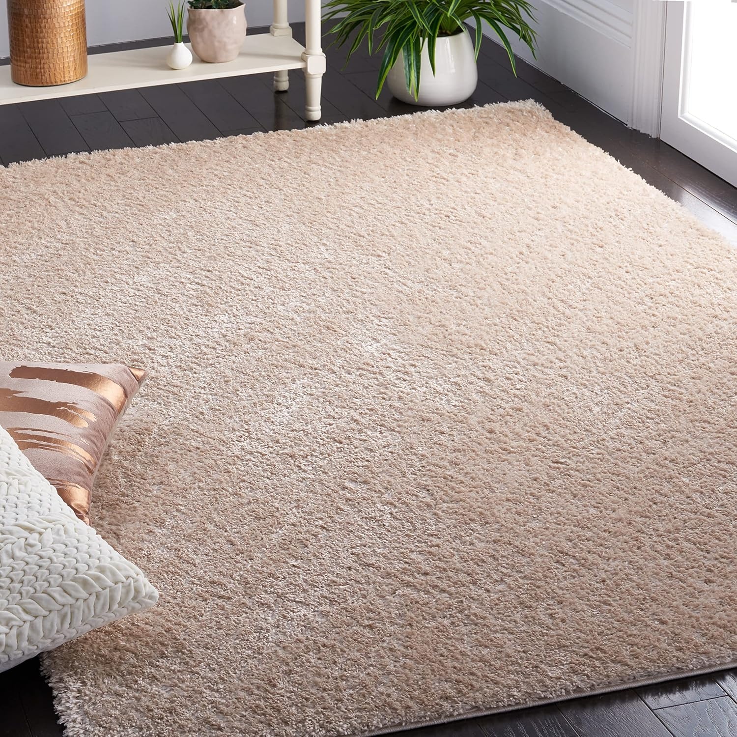 image:imageSAFAVIEH Tahoe Shag Collection Area Rug 9 x 12 Beige Solid Design NonShedding amp Easy Care 12inch Thick Ideal for High Traffic Areas in Living Room Bedroom THO670BBeige
