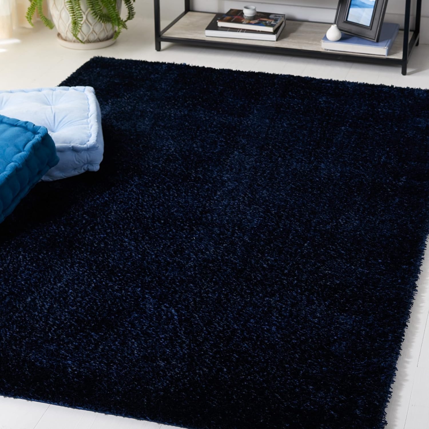 image:imageSAFAVIEH Tahoe Shag Collection Area Rug 9 x 12 Beige Solid Design NonShedding amp Easy Care 12inch Thick Ideal for High Traffic Areas in Living Room Bedroom THO670BNavy