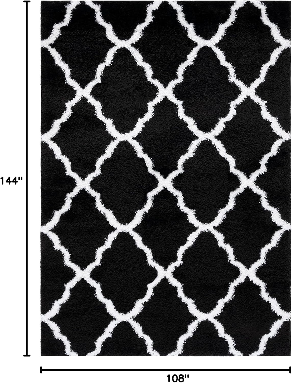 image:imageSAFAVIEH Tahoe Shag Collection Area Rug 9 x 12 Black amp White Trellis Design NonShedding amp Easy Care 12inch Thick Ideal for High Traffic Areas in Living Room Bedroom THO675ZBlackWhite