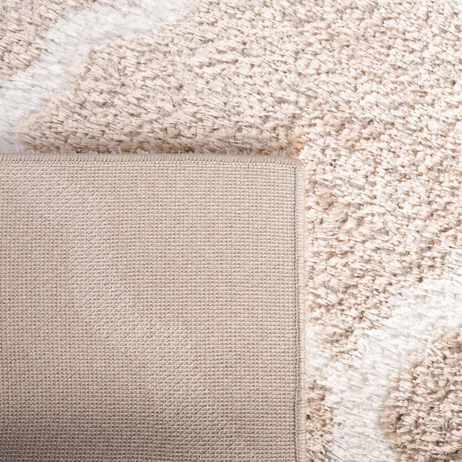 image:imageSAFAVIEH Tahoe Shag Collection Area Rug 9 x 12 Black amp White Trellis Design NonShedding amp Easy Care 12inch Thick Ideal for High Traffic Areas in Living Room Bedroom THO675ZBeigeWhite