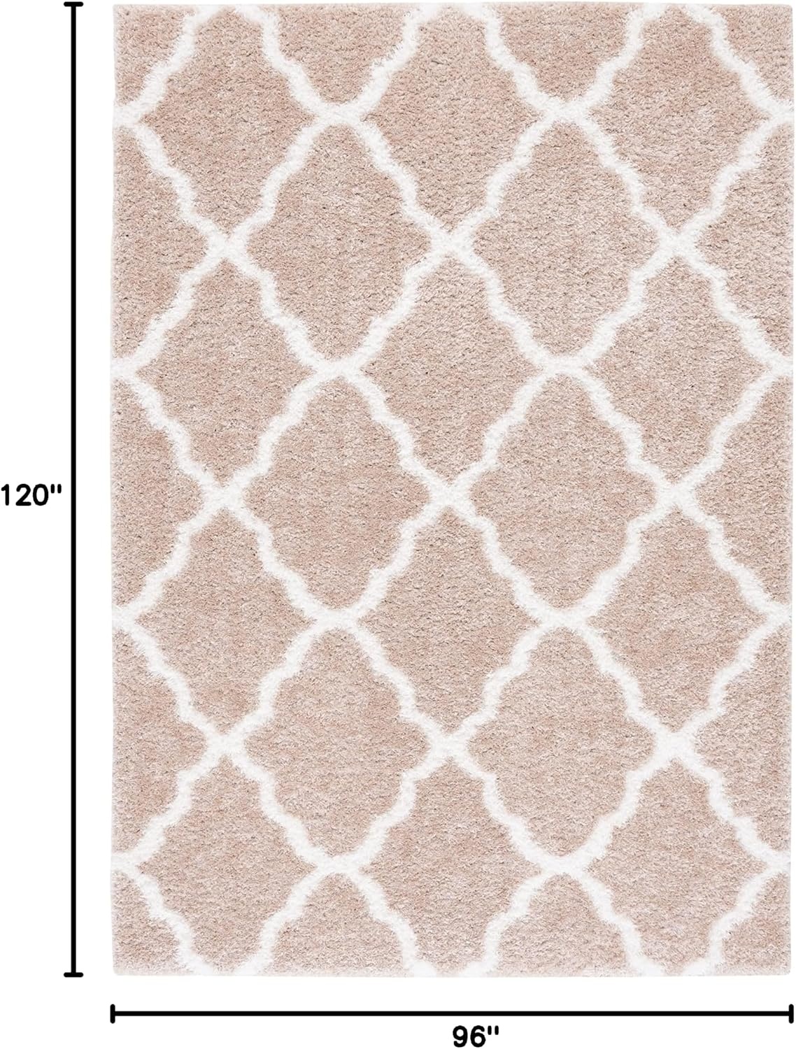image:imageSAFAVIEH Tahoe Shag Collection Area Rug 9 x 12 Black amp White Trellis Design NonShedding amp Easy Care 12inch Thick Ideal for High Traffic Areas in Living Room Bedroom THO675ZBeigeWhite
