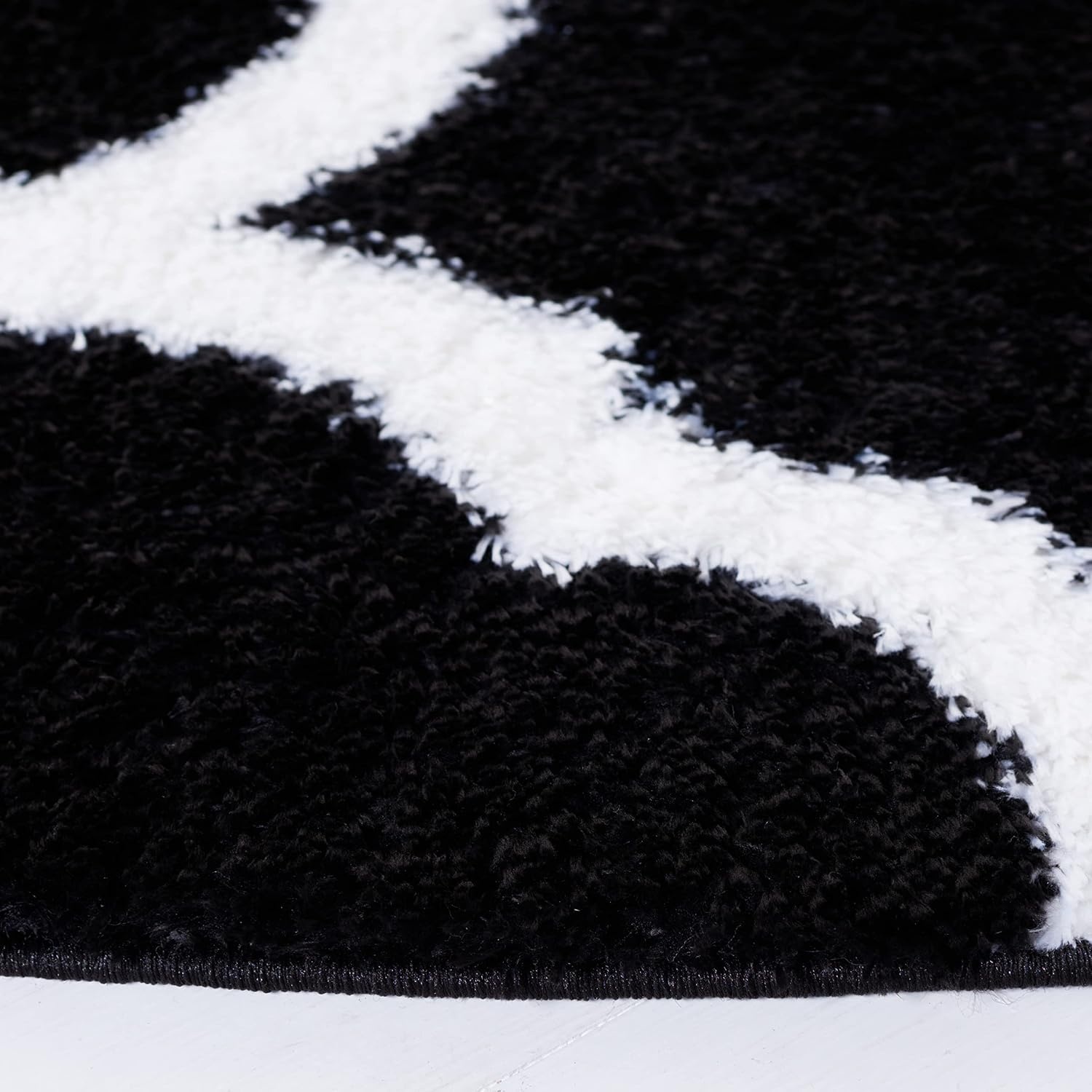 image:imageSAFAVIEH Tahoe Shag Collection Area Rug 9 x 12 Black amp White Trellis Design NonShedding amp Easy Care 12inch Thick Ideal for High Traffic Areas in Living Room Bedroom THO675ZBlackWhite