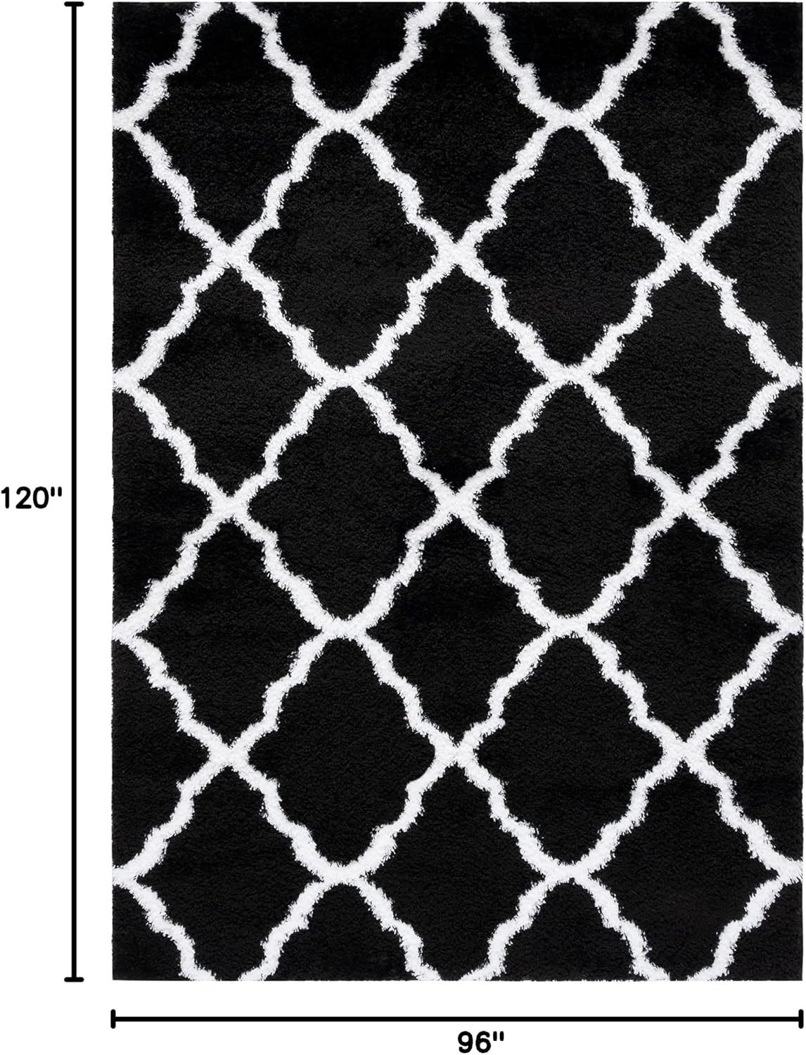 image:imageSAFAVIEH Tahoe Shag Collection Area Rug 9 x 12 Black amp White Trellis Design NonShedding amp Easy Care 12inch Thick Ideal for High Traffic Areas in Living Room Bedroom THO675ZBlackWhite