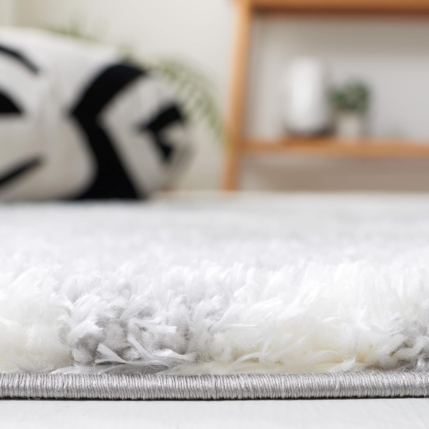 image:imageSAFAVIEH Tahoe Shag Collection Area Rug 9 x 12 Black amp White Trellis Design NonShedding amp Easy Care 12inch Thick Ideal for High Traffic Areas in Living Room Bedroom THO675ZLight GreyWhite