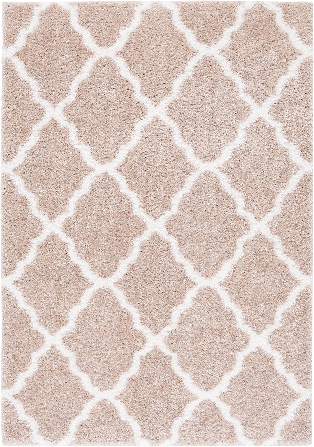 image:imageSAFAVIEH Tahoe Shag Collection Area Rug 9 x 12 Black amp White Trellis Design NonShedding amp Easy Care 12inch Thick Ideal for High Traffic Areas in Living Room Bedroom THO675ZBeigeWhite