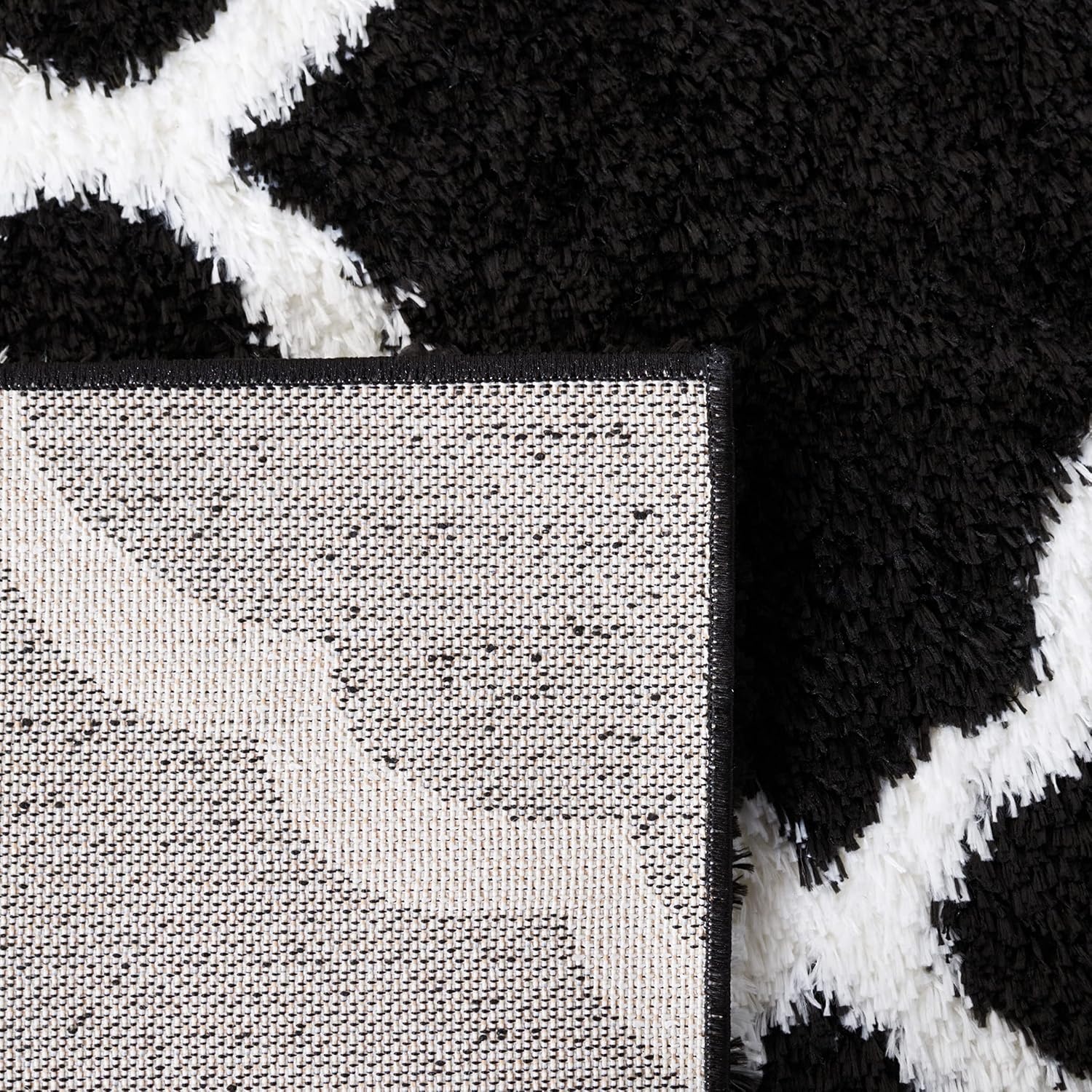 image:imageSAFAVIEH Tahoe Shag Collection Area Rug 9 x 12 Black amp White Trellis Design NonShedding amp Easy Care 12inch Thick Ideal for High Traffic Areas in Living Room Bedroom THO675ZBlackWhite